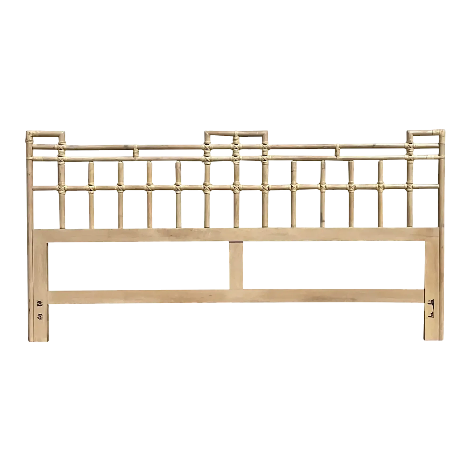 Mid 20th Century Vintage Coastal Rattan King Headboard