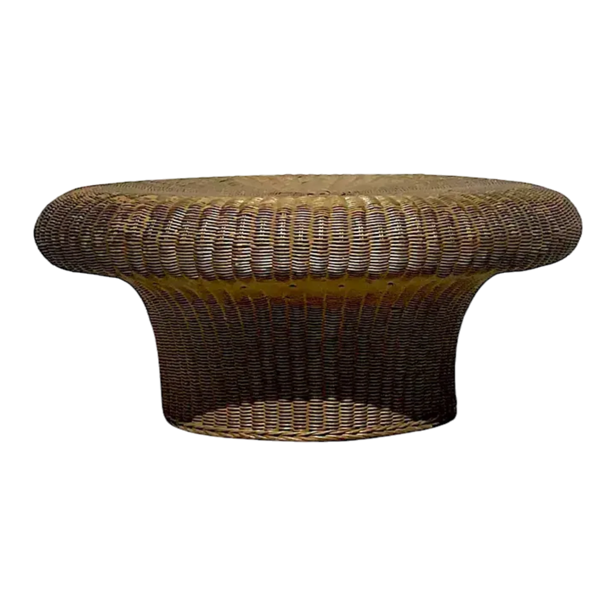 Mid 20th Century Vintage Coastal Woven Rattan Mushroom Coffee Table