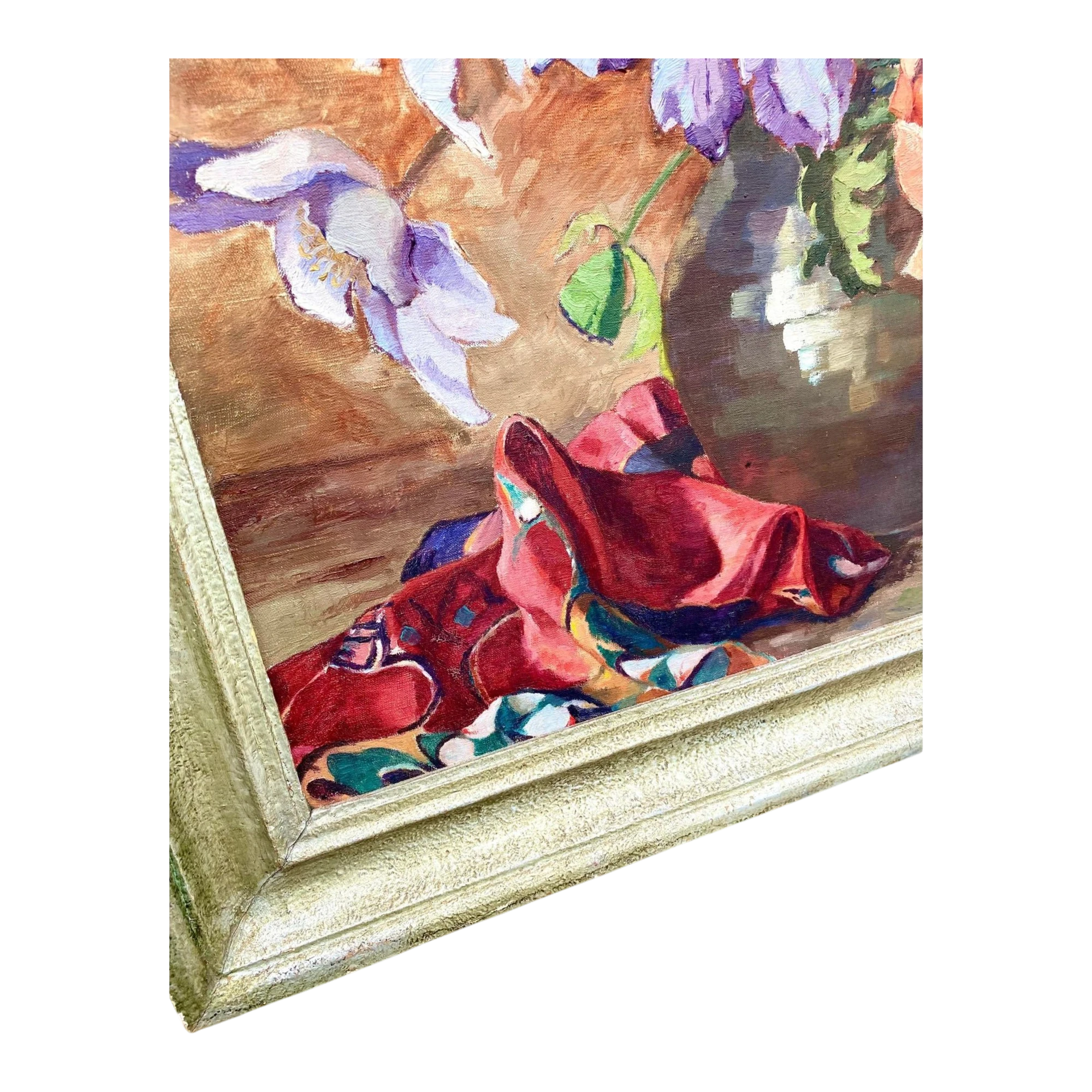 Midcentury Signed Original Floral Oil Painting