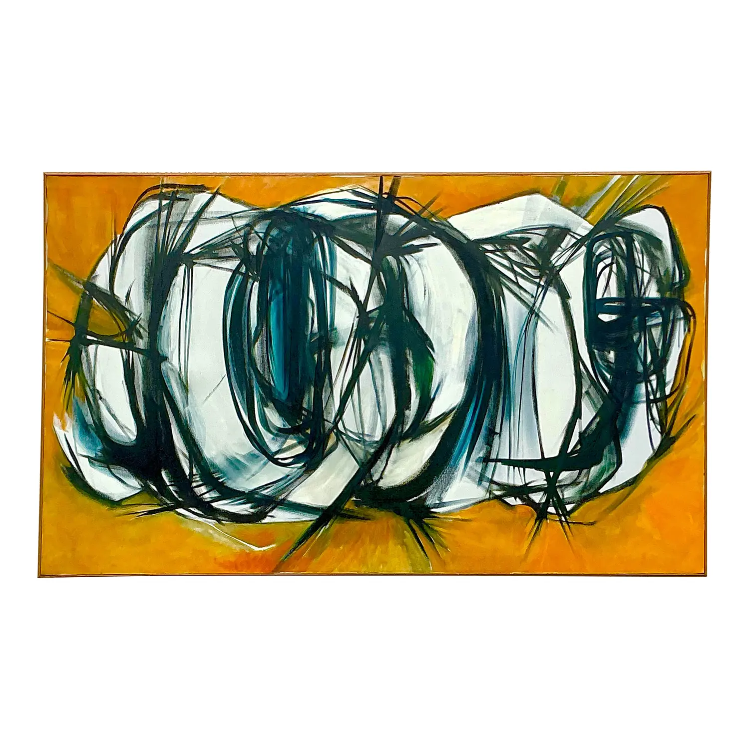 Late 20th Century Vintage Boho Original Abstract Oil Painting on Canvas