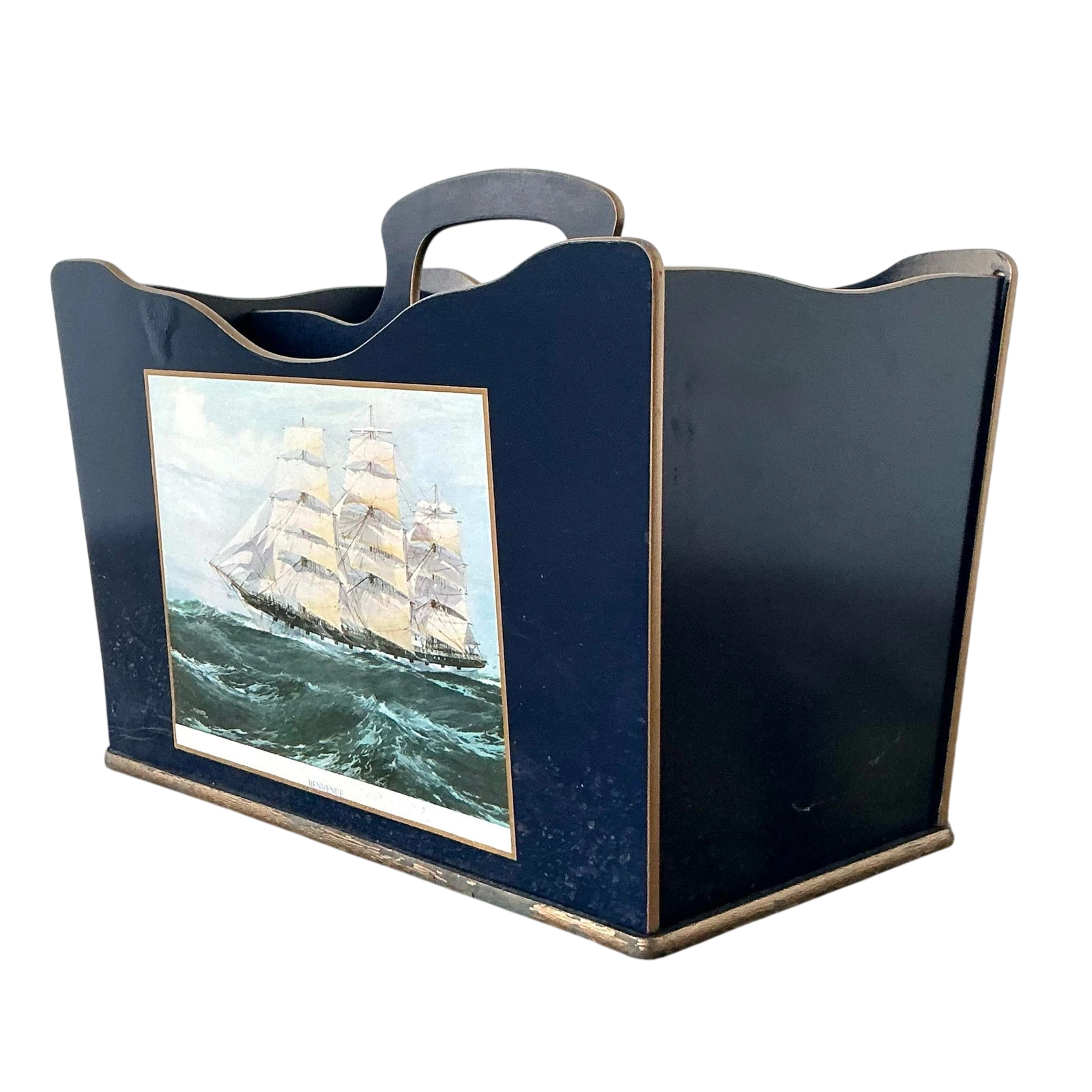 Vintage Regency Lacquered Sail Boat Newspaper Rack — additional photo 1