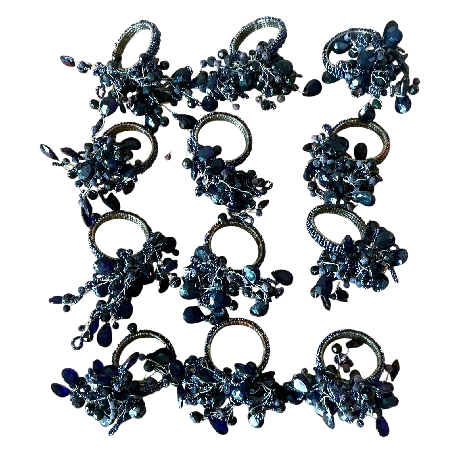 Vintage Boho Amethyst Crystal Napkin Rings - Set of 12 - Detail view