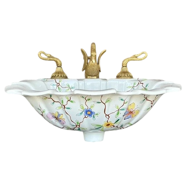 Vintage Regency Sherle Wagner Hand Painted Sink — additional photo 1