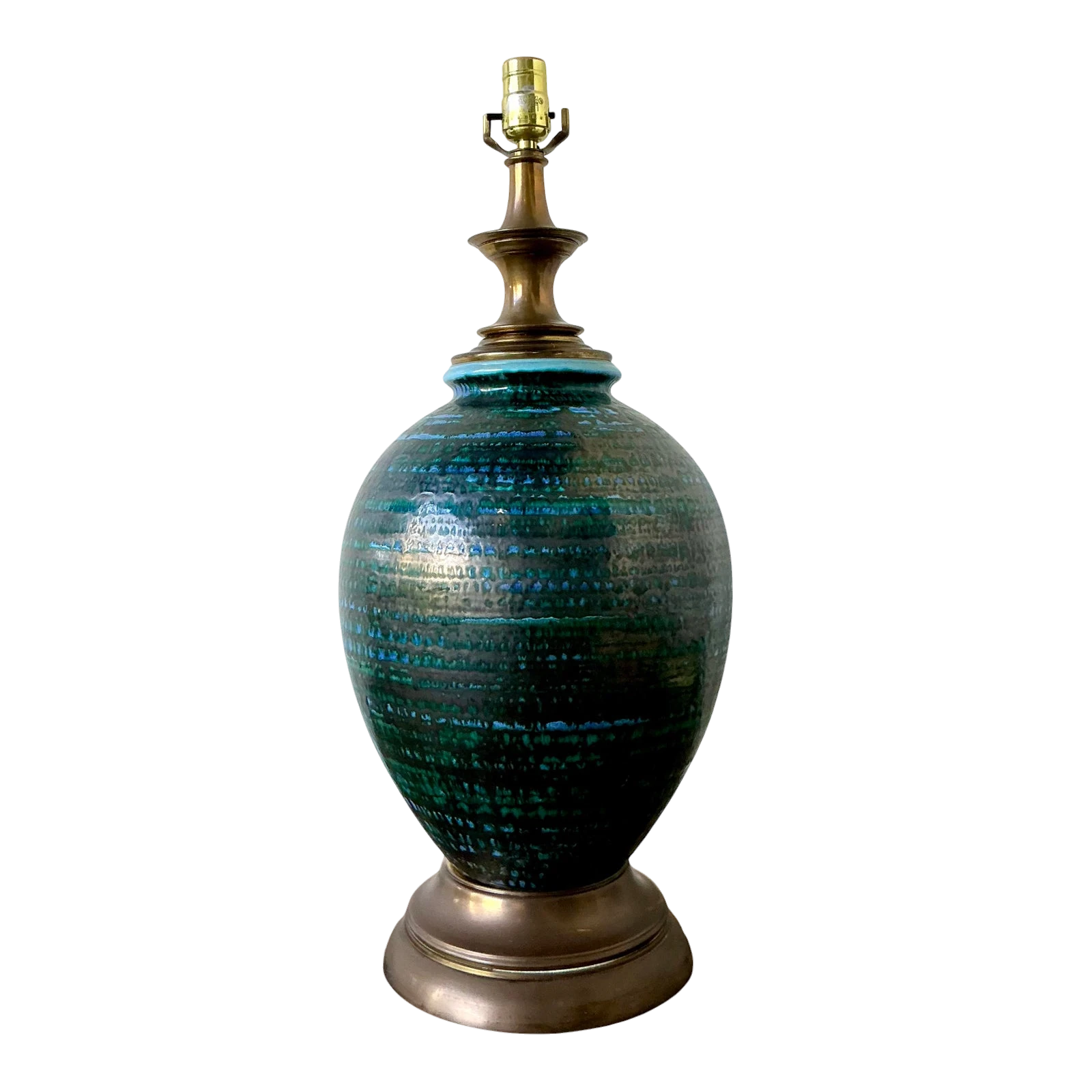 Vintage MCM Glazed Ceramic Lamp - Detail view