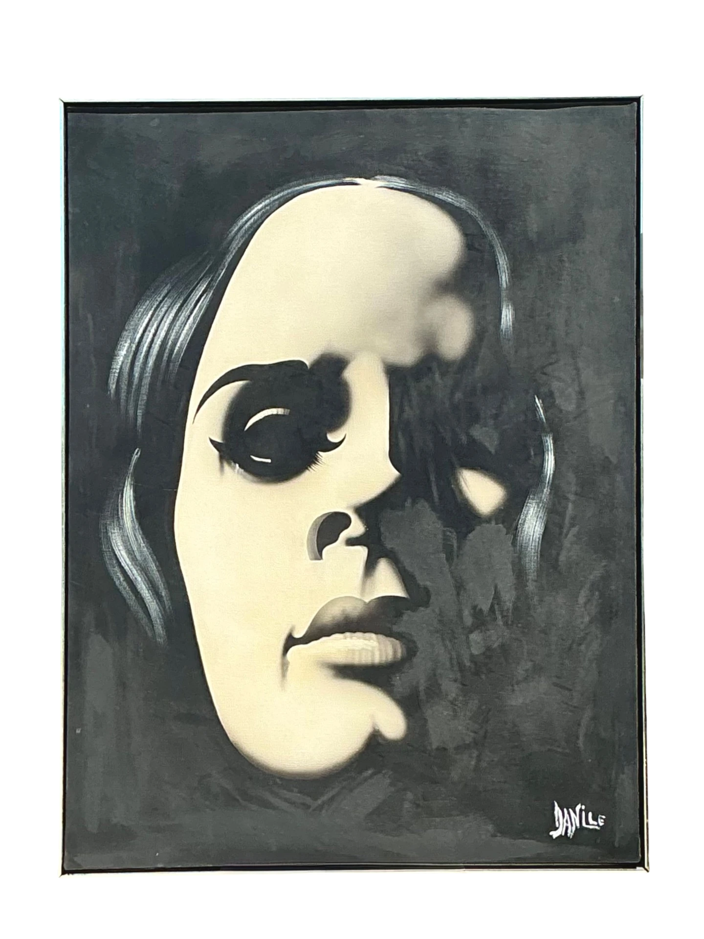 Vintage Monumental Monochromatic Portrait Oil On Canvas — additional photo 1