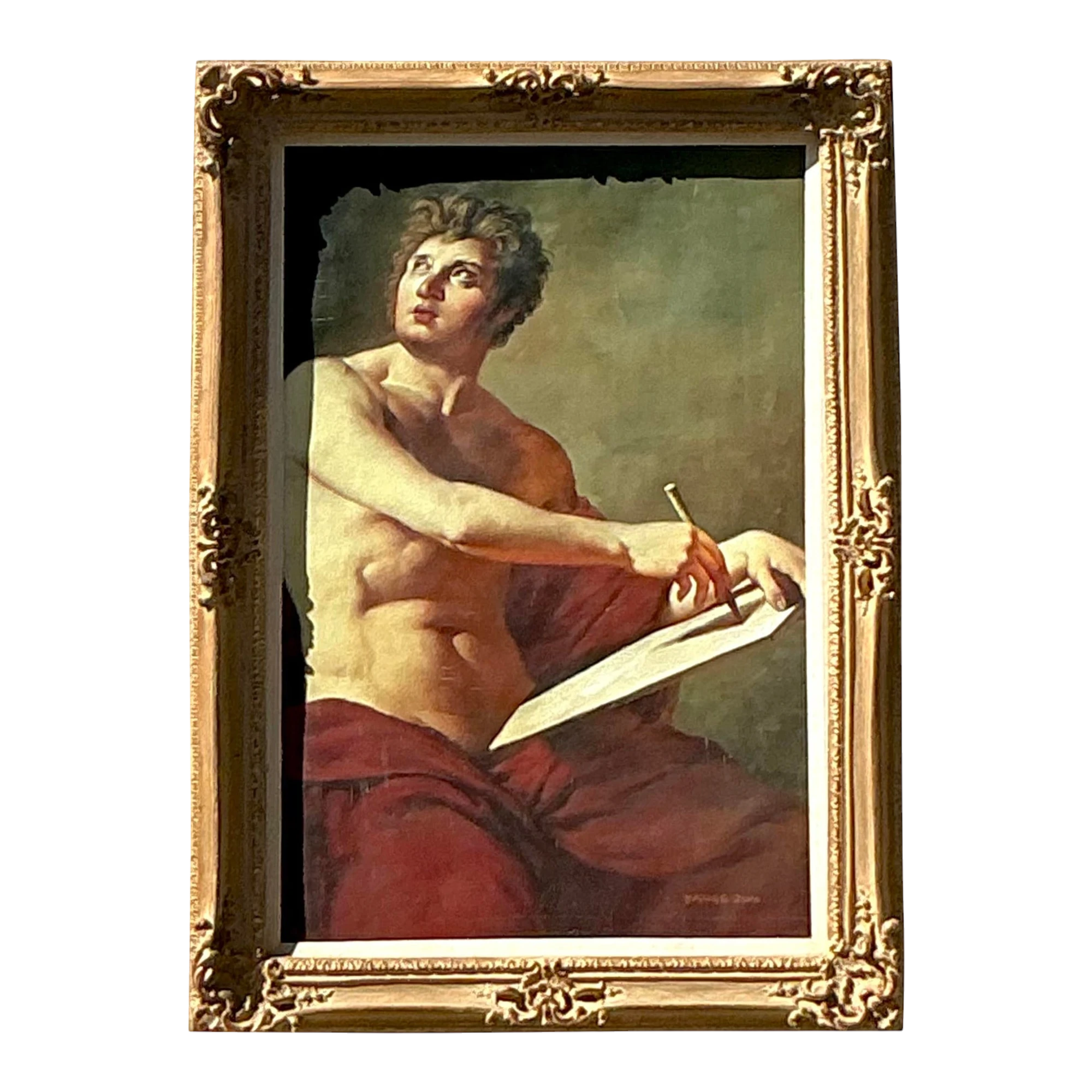 Regency Style Original Figurative Oil on Canvas Painting, Framed