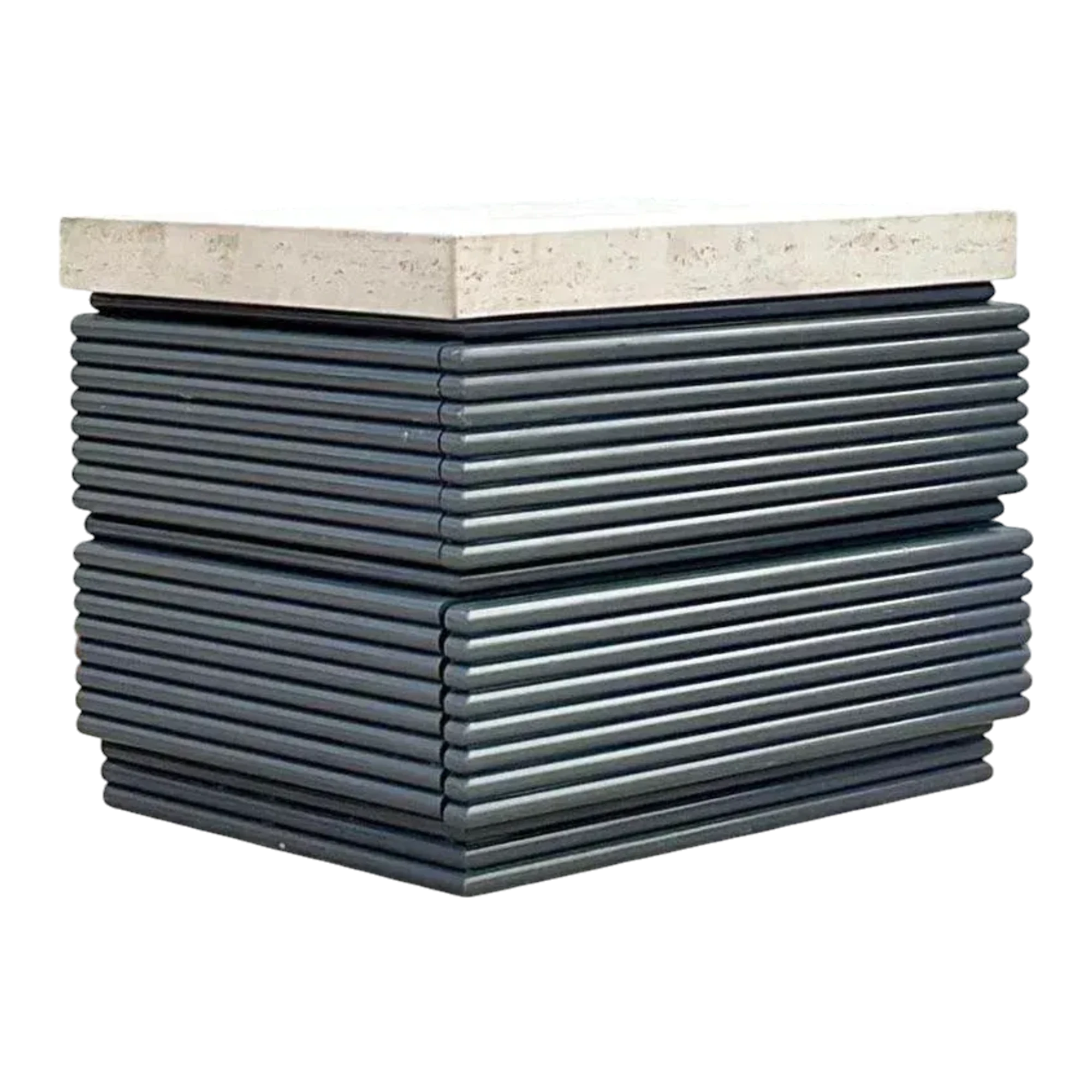 Stone Top Gray Lacquered Single Nightstand