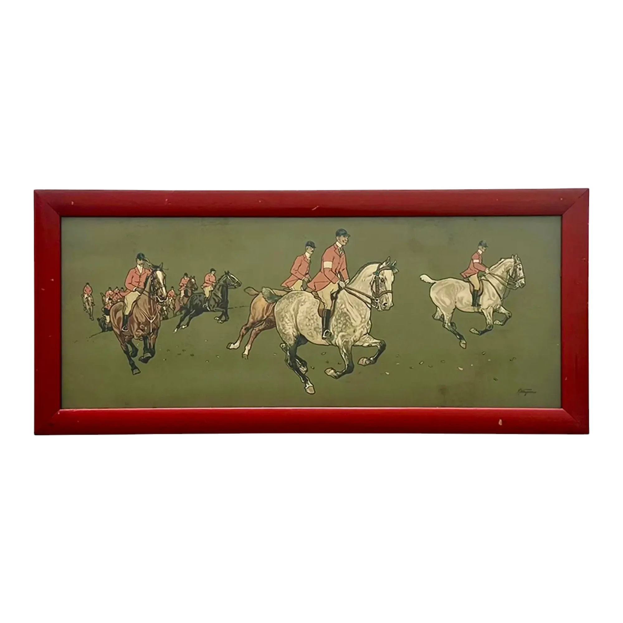Vintage 1895 German Chomo Lithograph Polo Scene