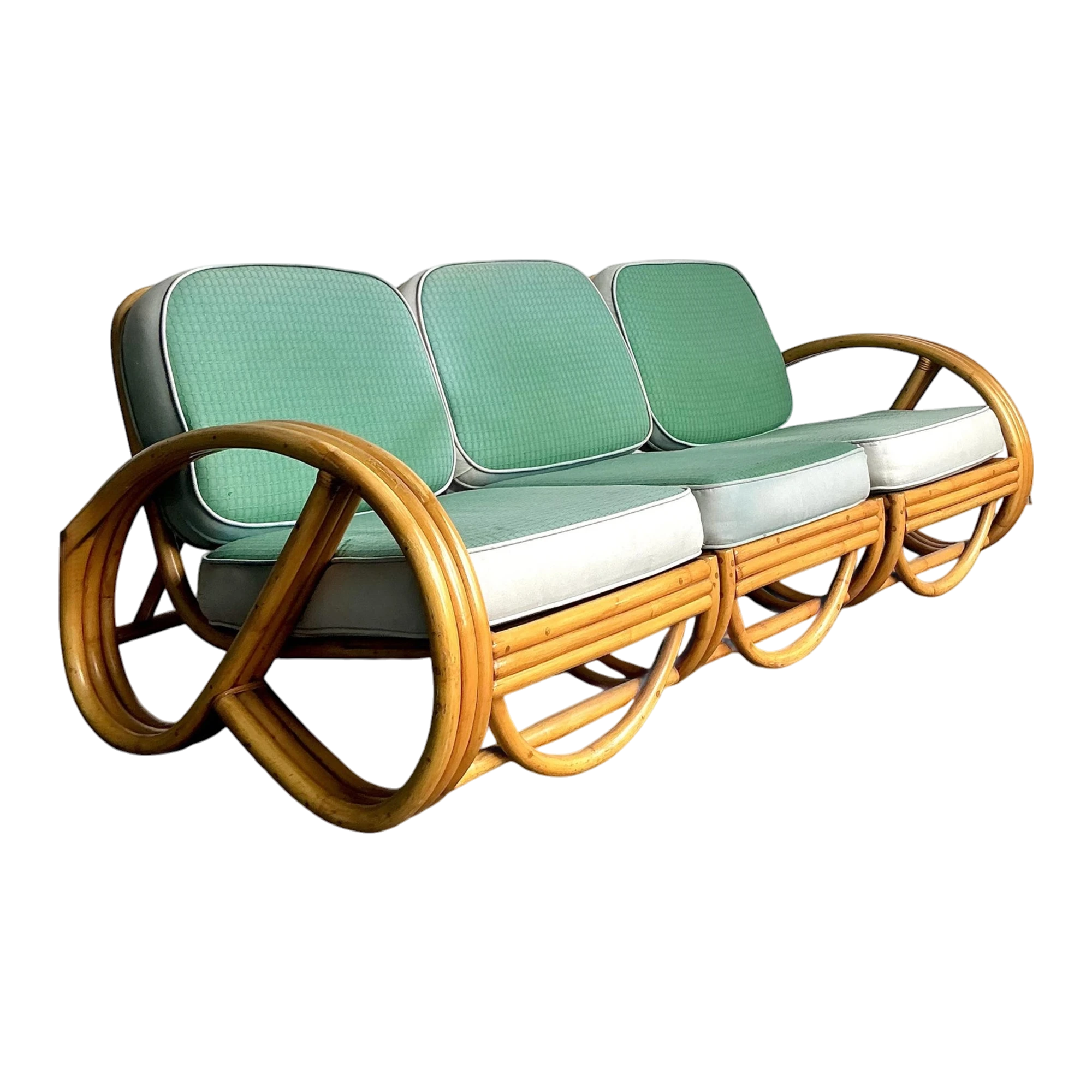 Vintage 1950s Beverly Hills Rattan Sofa
