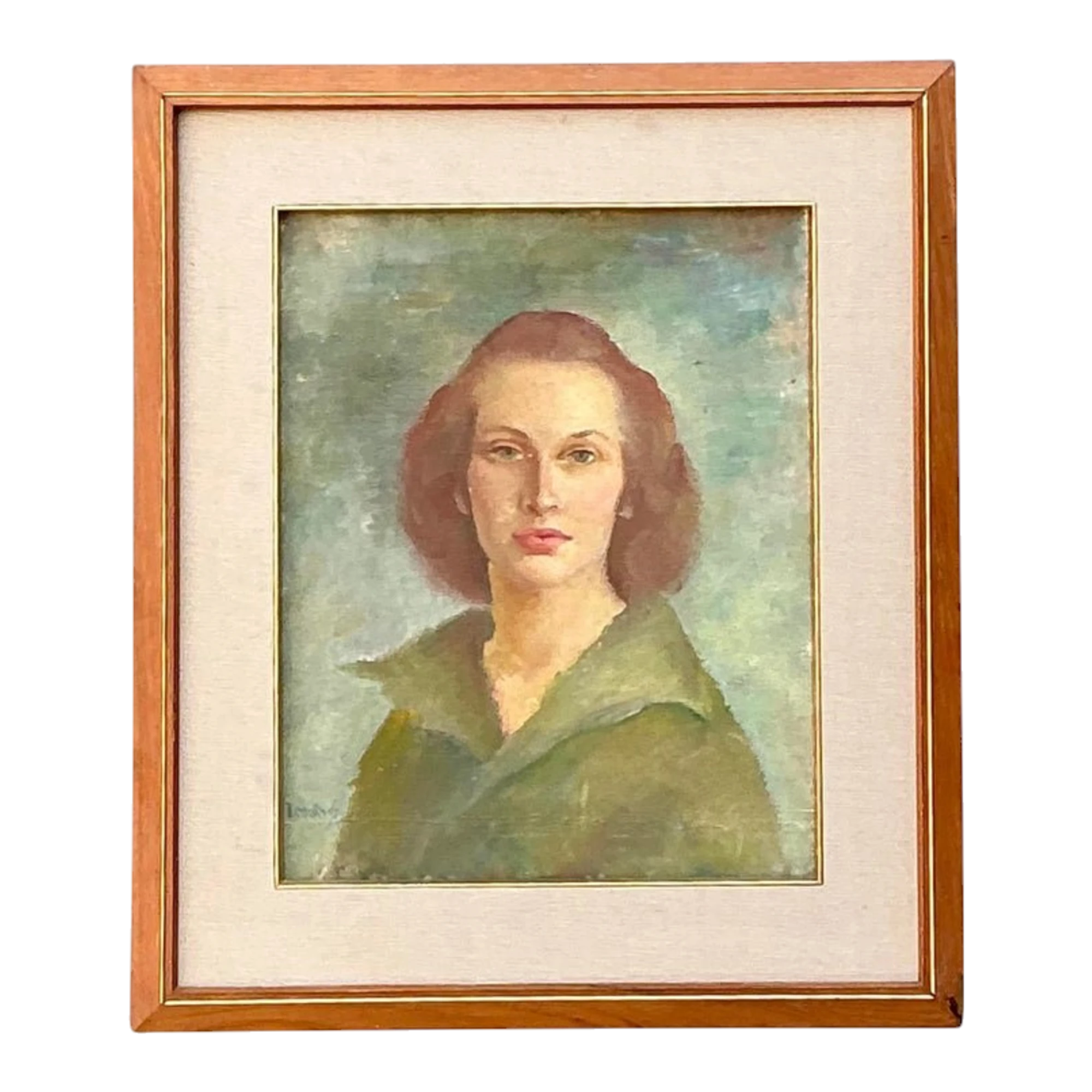 Vintage 1952 Original Oil Portrait on Board