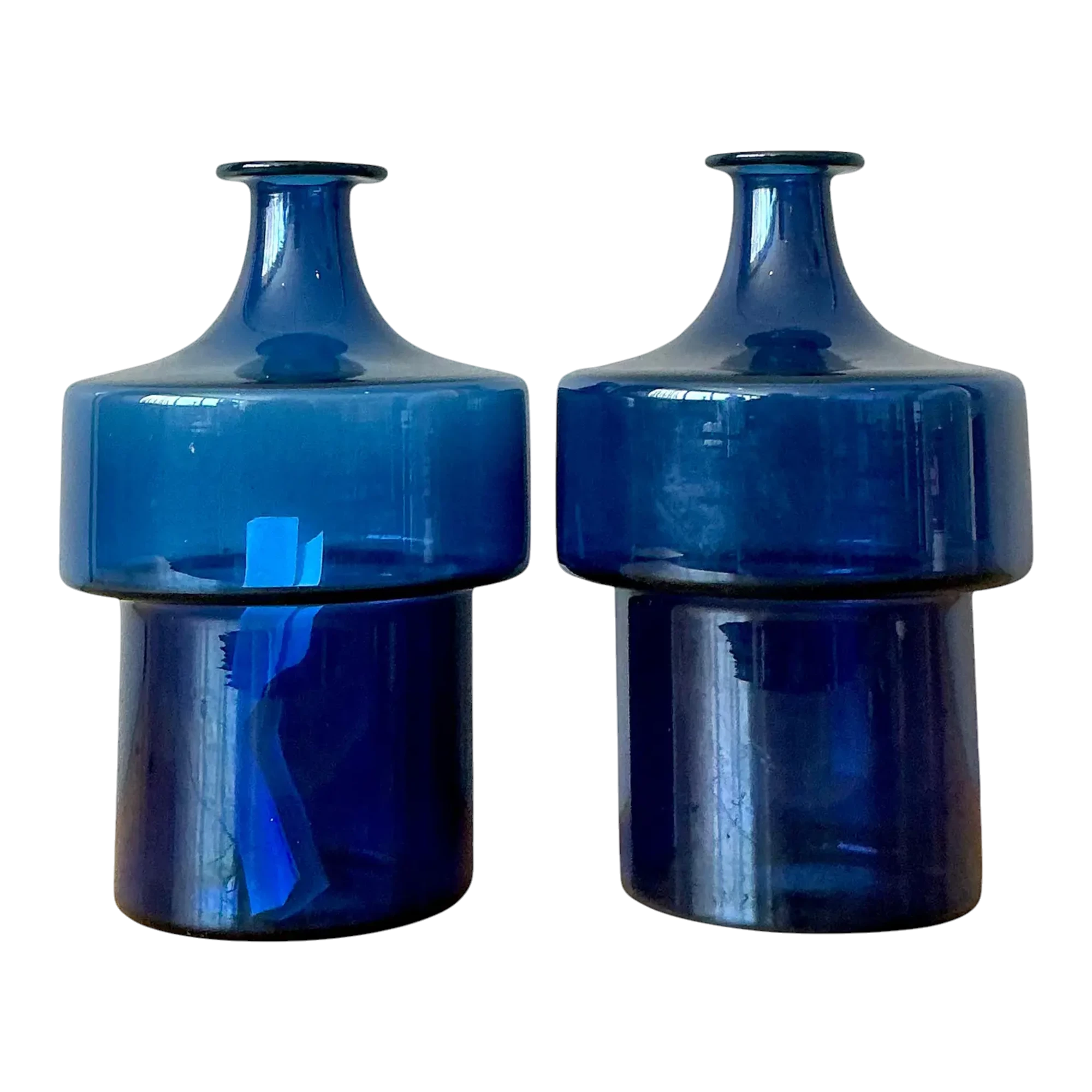 Vintage 1960s Timo Sarpaneva Littala Finland Blue Glass Decanter - A Pair — additional photo 1
