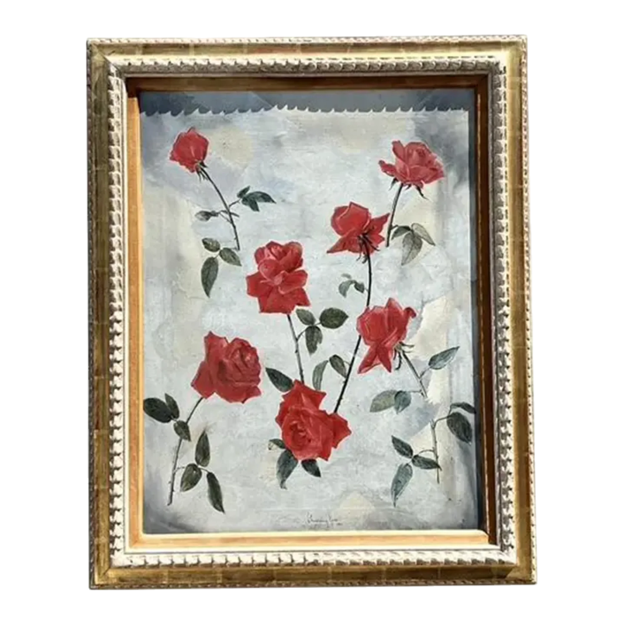 Vintage 1966 Original Floating Roses Oil on Painting