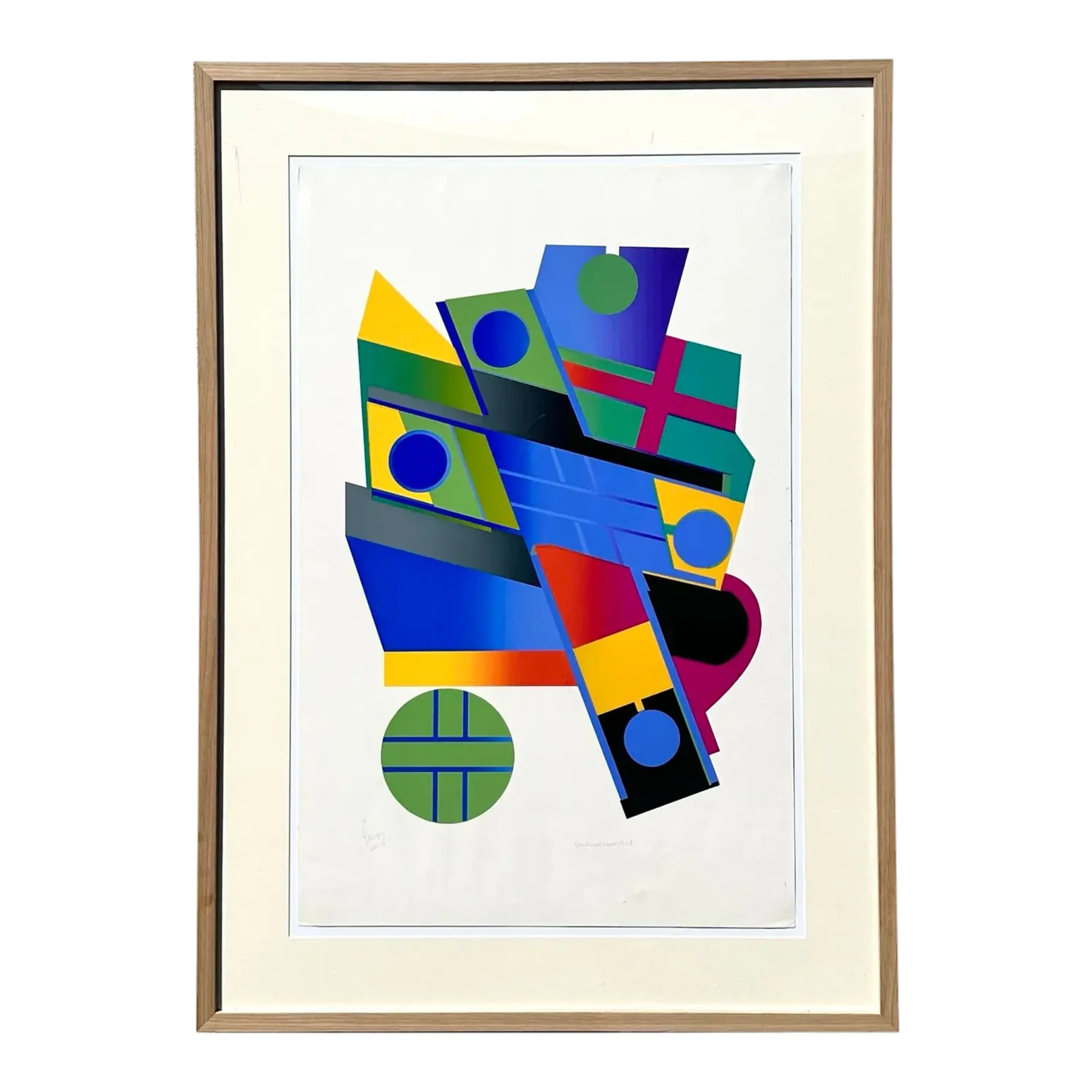 Vintage 1970s Abstract Geometric Lithograph — additional photo 1
