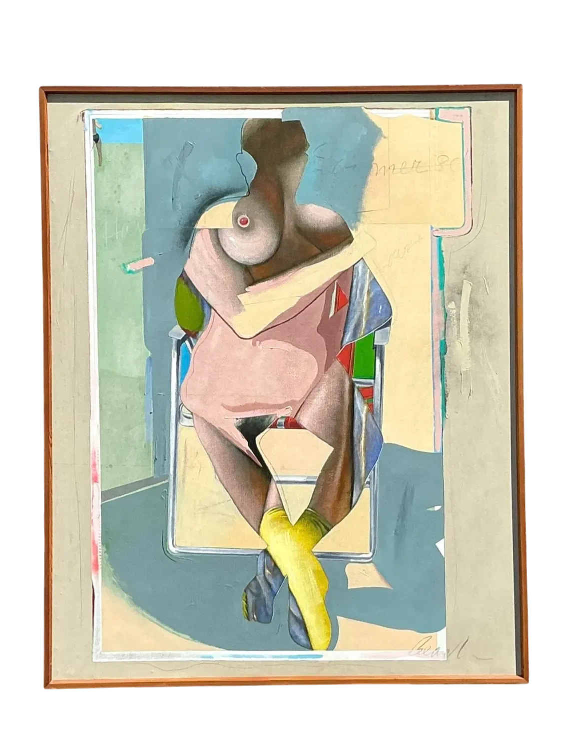 Vintage 1980s Monumental Abstract Figurative Soil on Canvas — additional photo 1