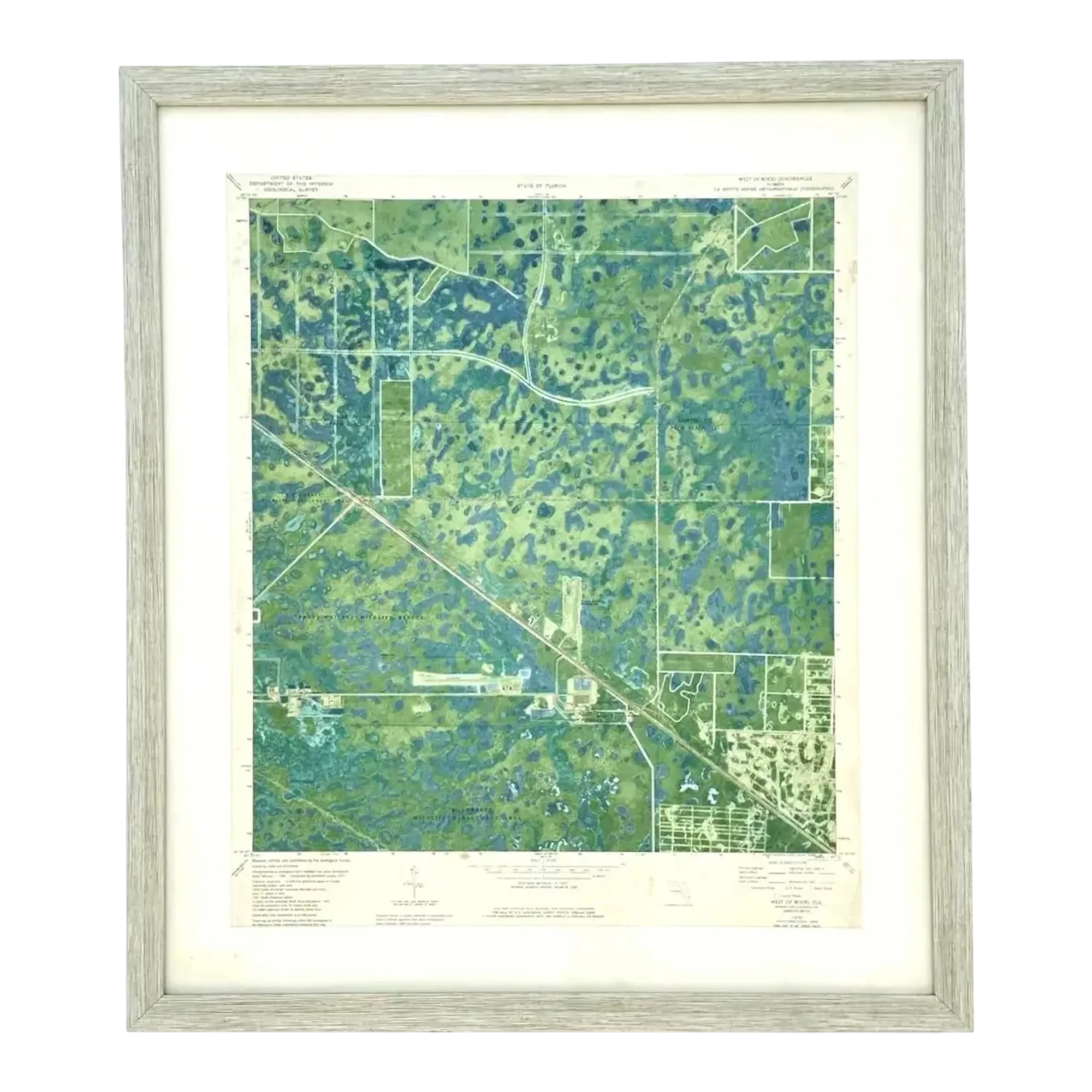 Vintage 50s Topographical Map of the Florida Keys