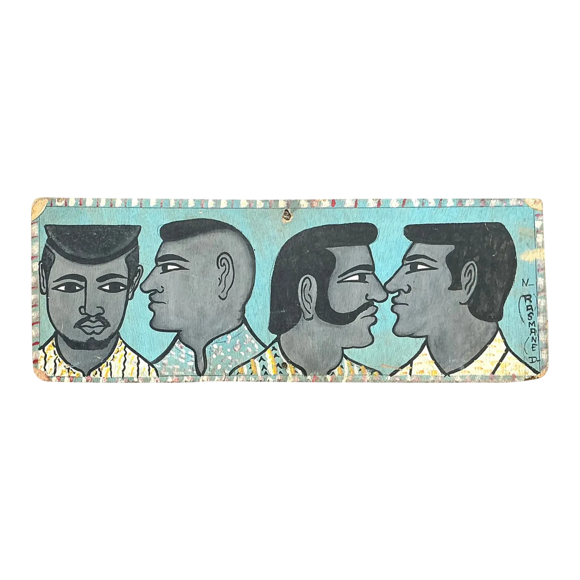 Vintage 70s Hand Painted Barber Hairstyle Sign