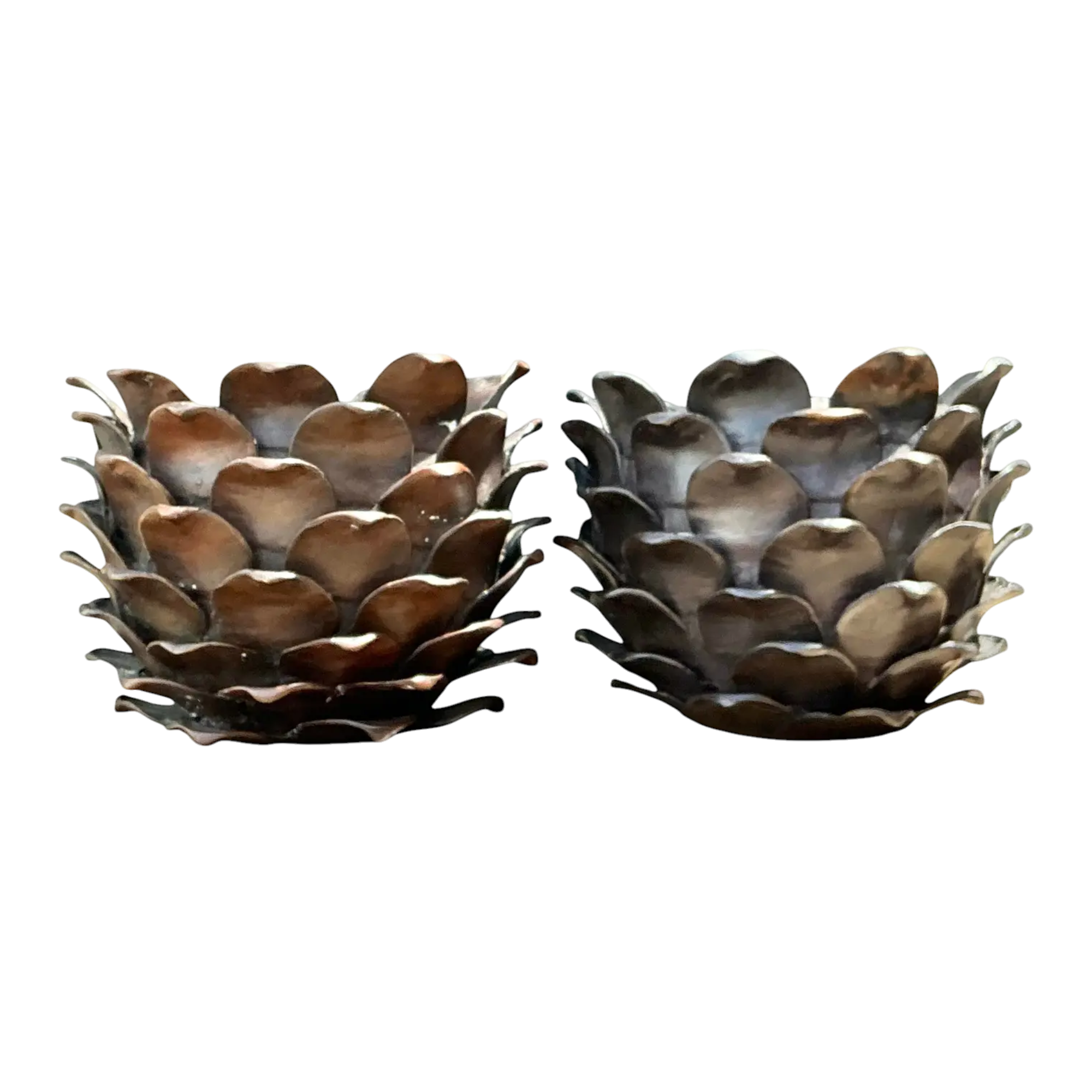 Vintage Alexander Lamont Patinated Bronze Bread Apples - A Pair