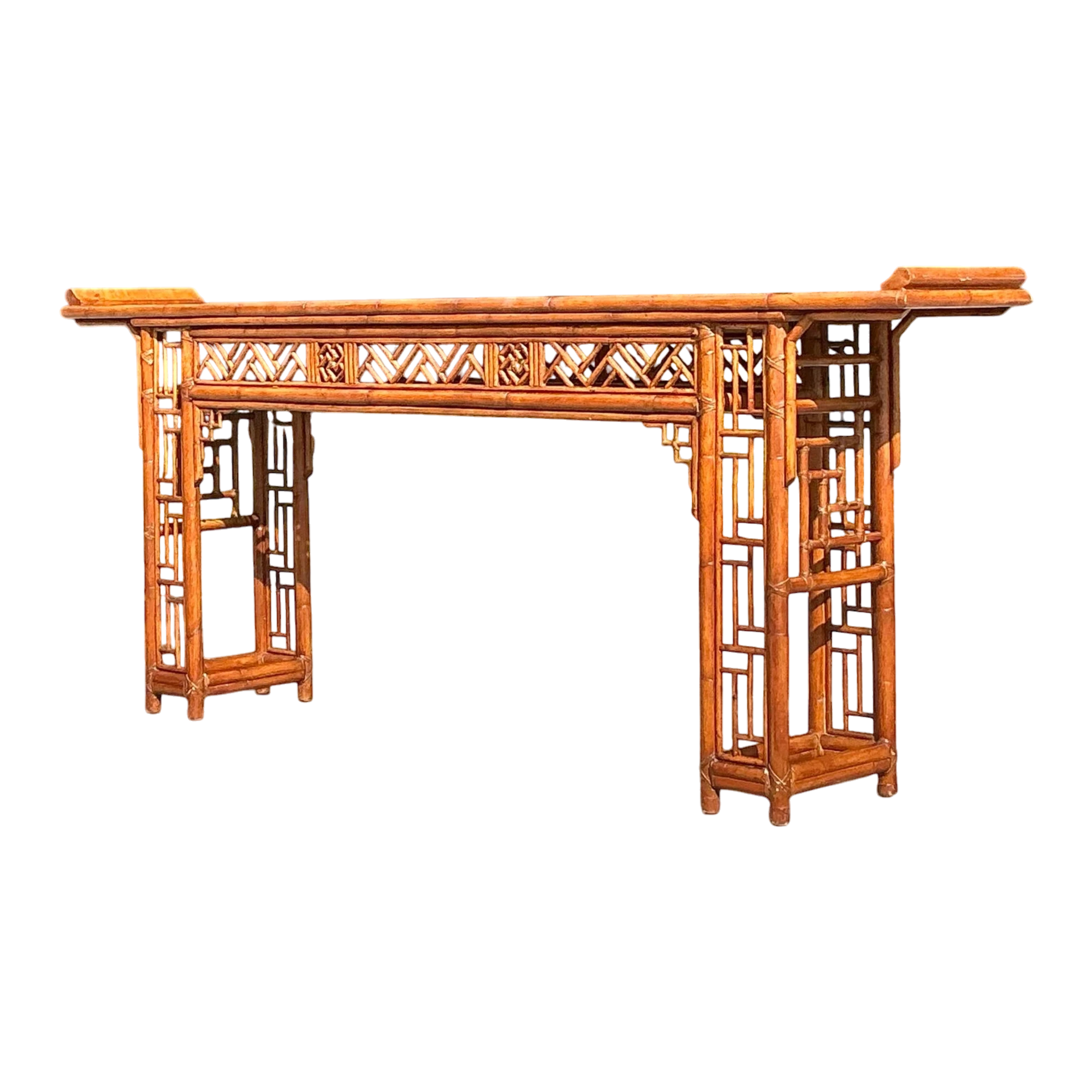 Vintage Asian Pagoda Fretwork Console Table