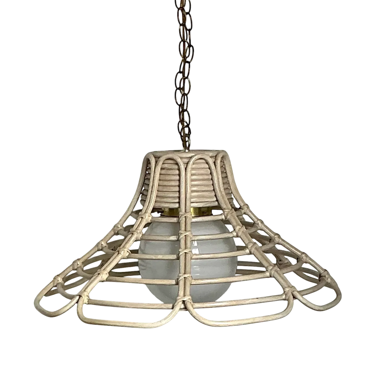 Vintage Bent Washed Rattan Chandelier — additional photo 1