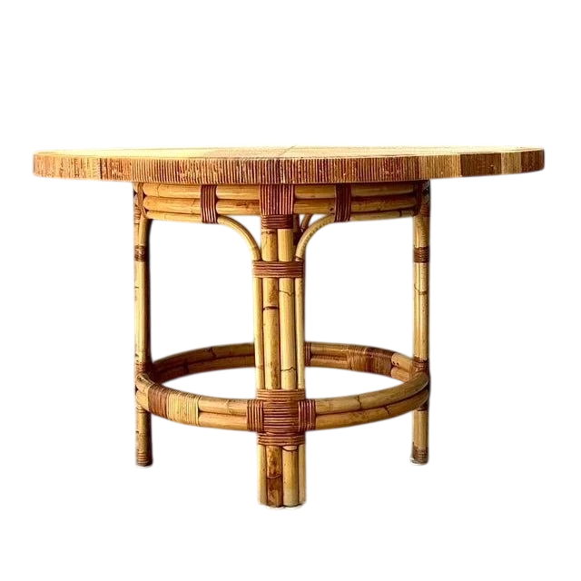 Vintage Bielecky Brothers Woven Rattan Dining Table