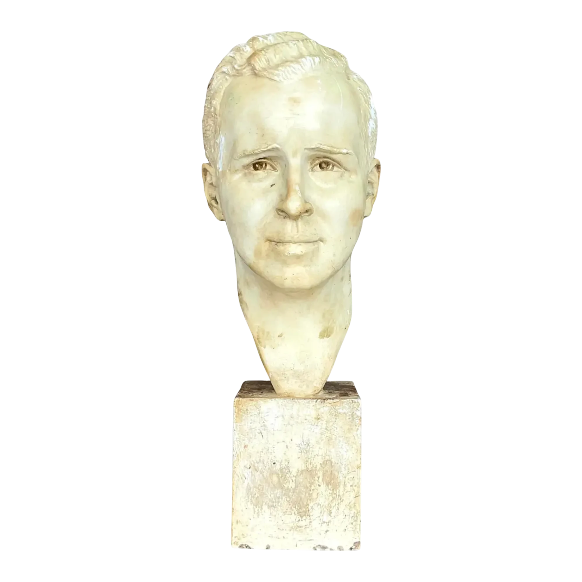 Vintage Boho 1949 Signed Plaster Bust of Man
