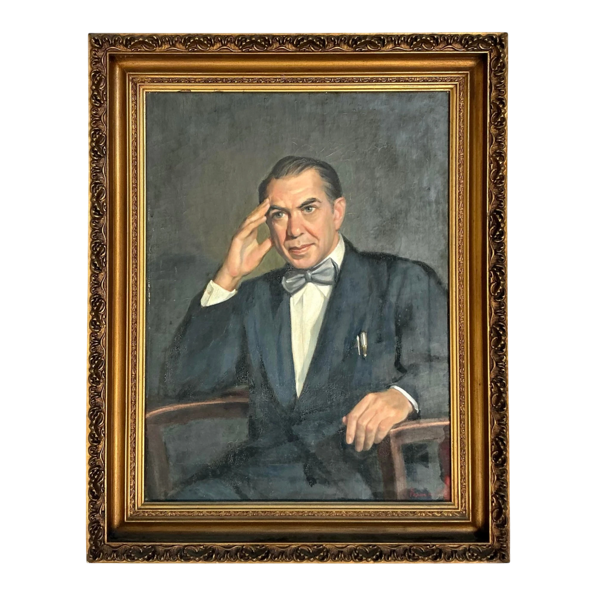 Vintage Boho 1950s Original Oil Portrait of Man