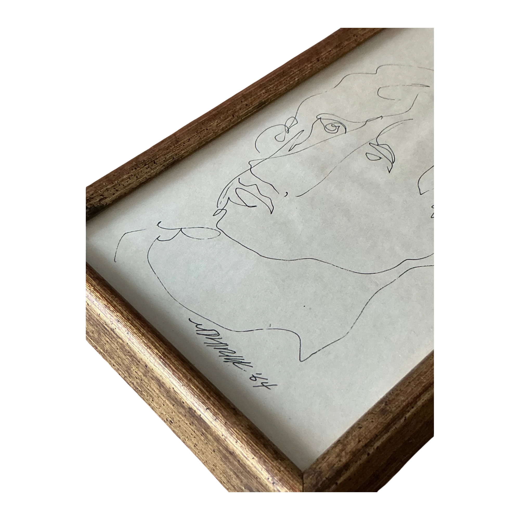 Vintage Boho 1960s Original Sketch of Man
