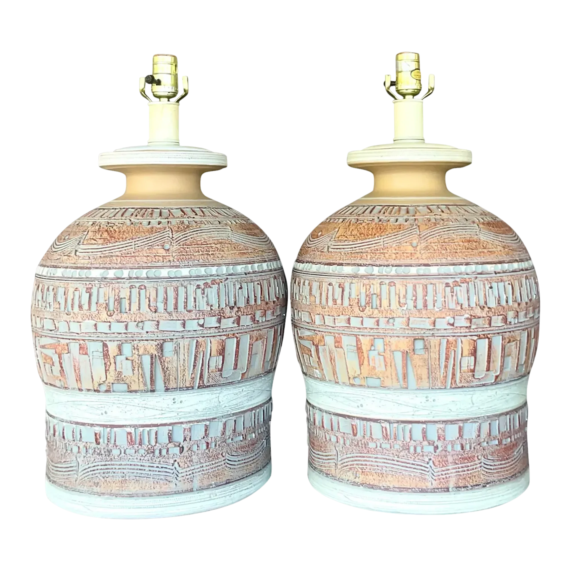 Vintage Boho 1970s Casual Lamps - a Pair