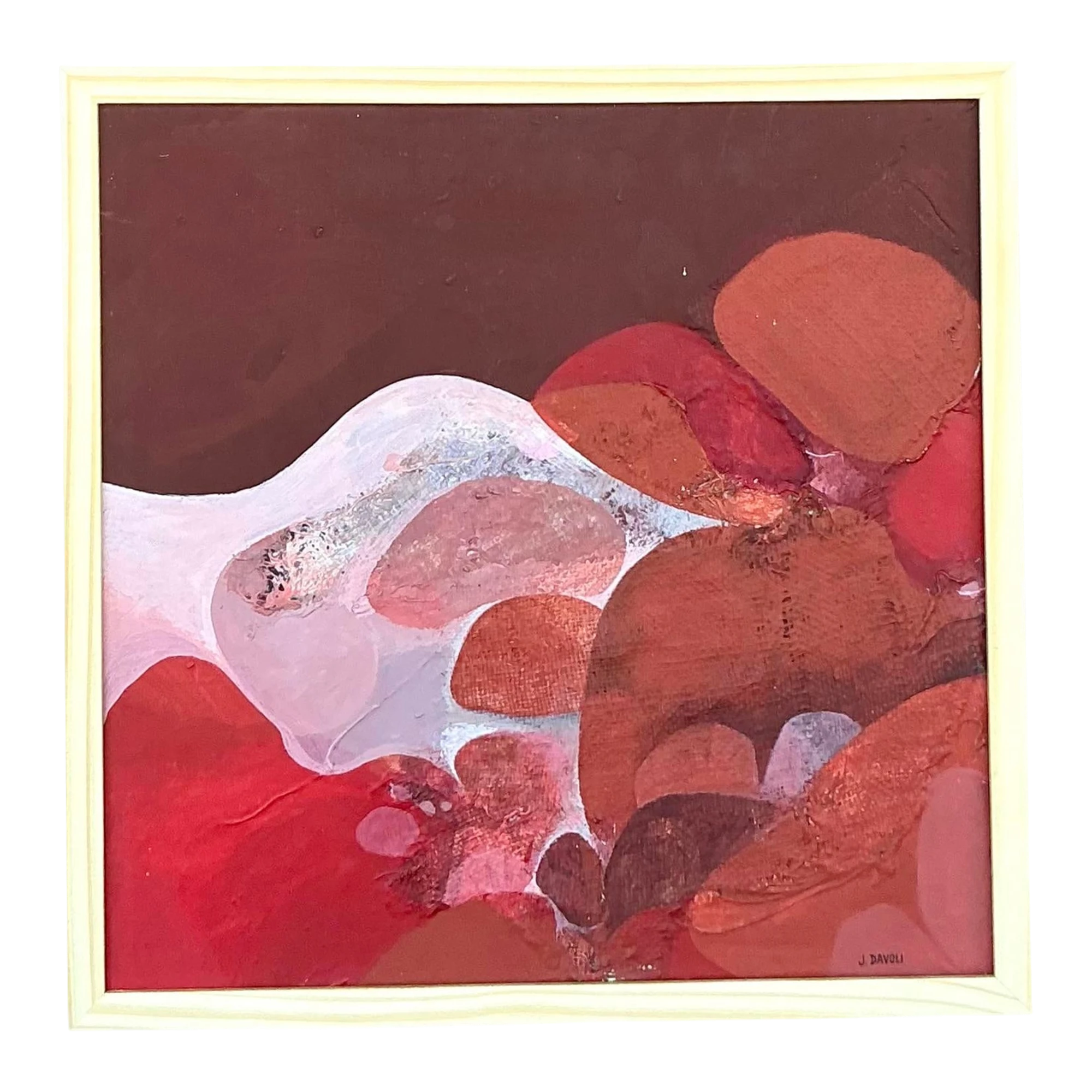 Vintage Boho 1970s Original Abstract Oil Painting on Canvas