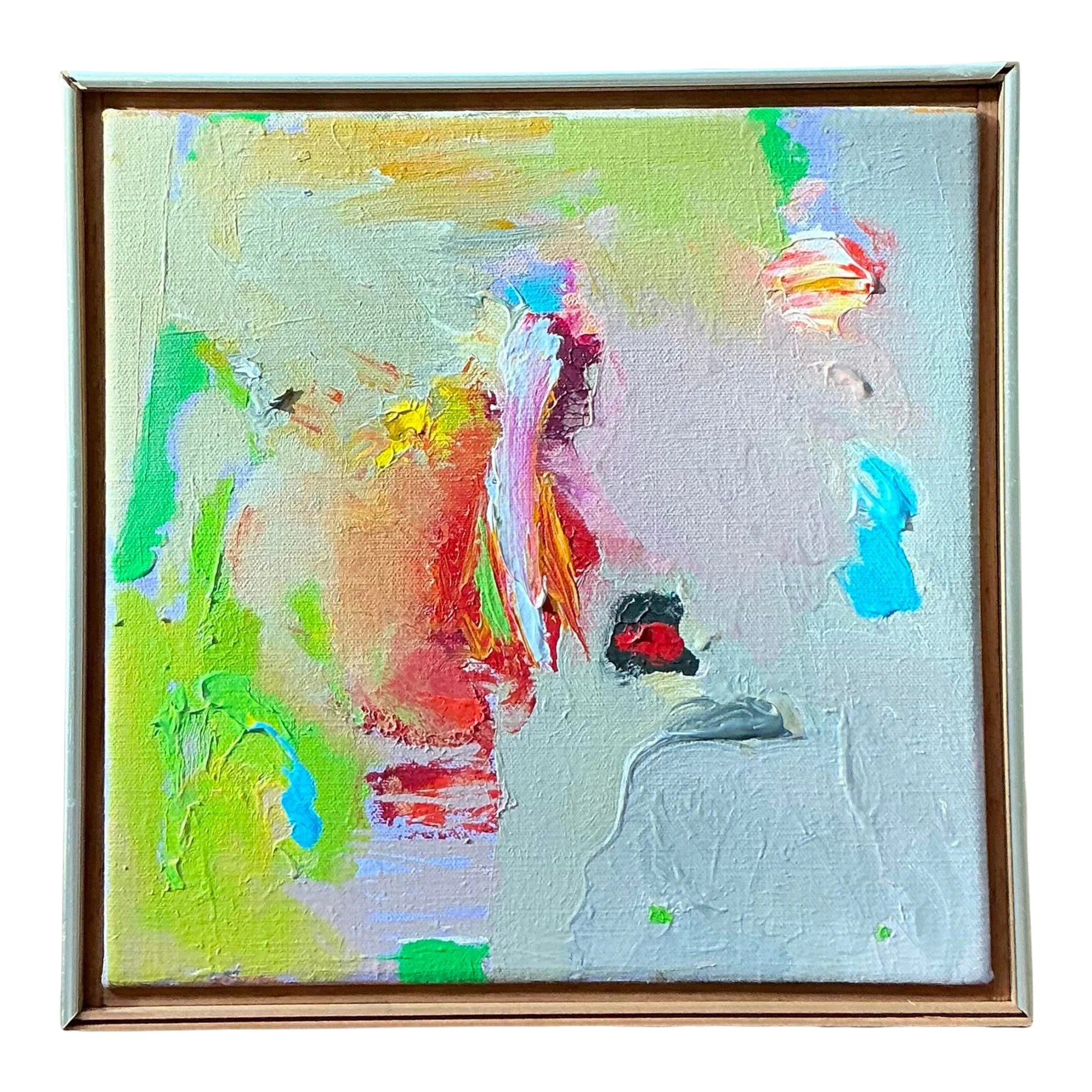 Vintage Boho 1980s Abstract Oil Painting on Canvas