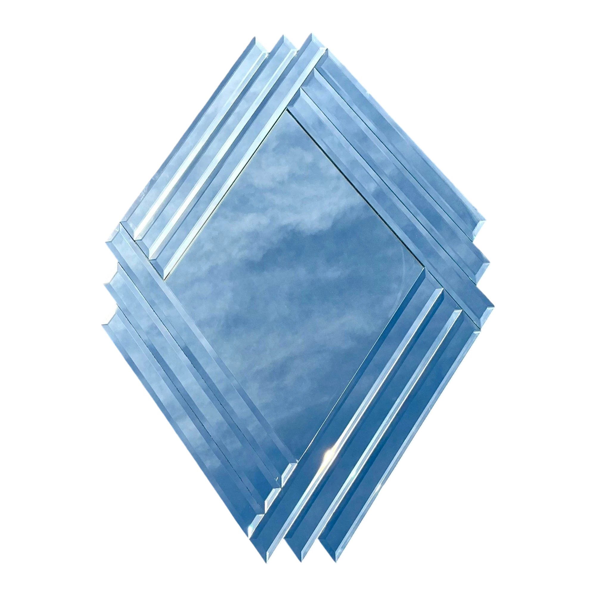 Vintage Boho 1980s Beveled Triangle Mirror — additional photo 1