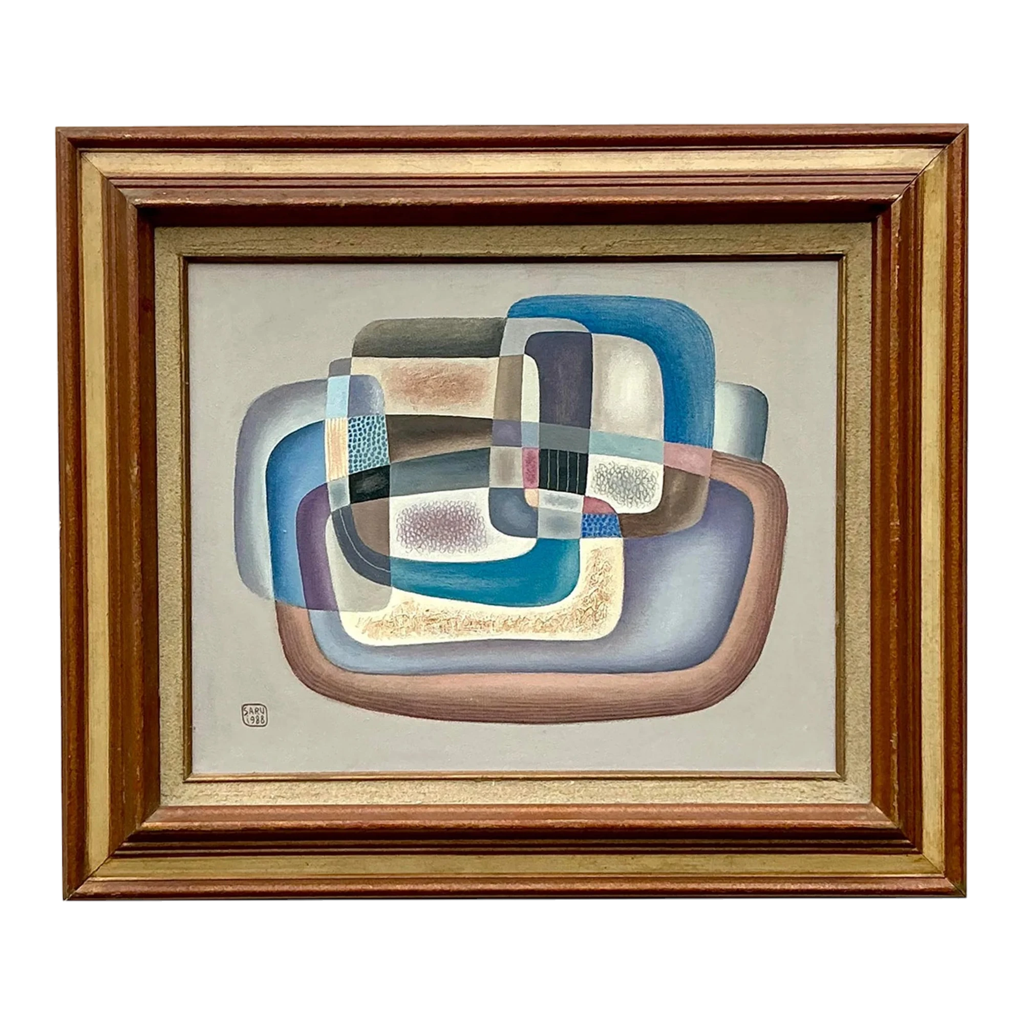 Vintage Boho 1988 Abstract Painting on Canvas