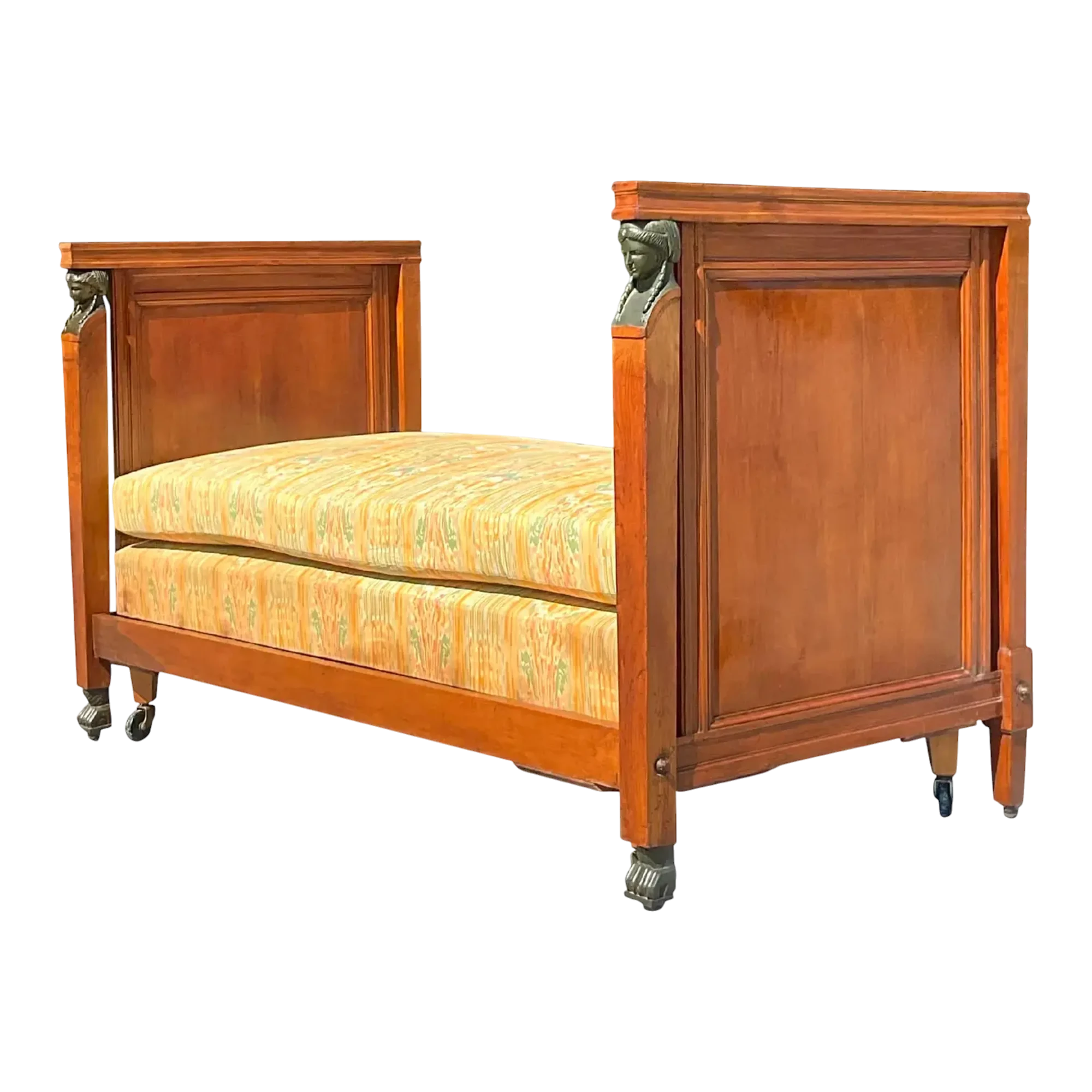 Vintage Boho 19th Century Austrian Walnut Biedermeier Trundle Bed