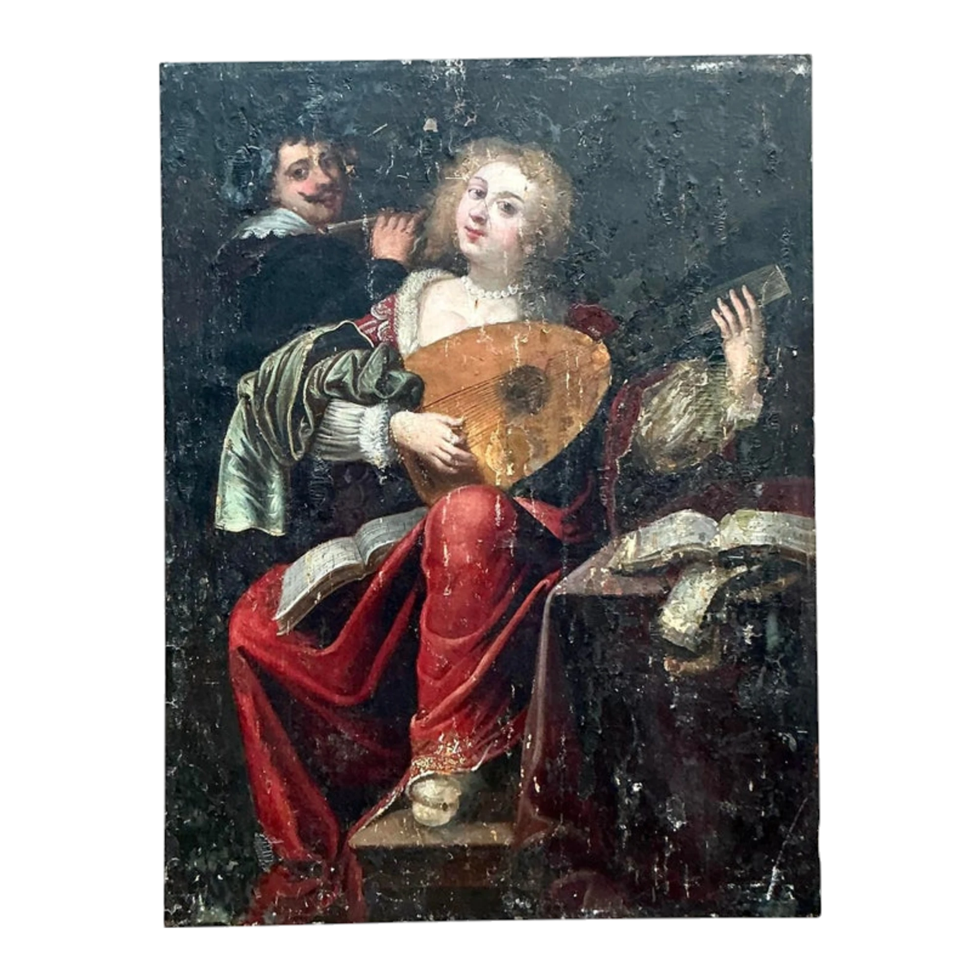 Vintage Boho 19th Century Figural Painting Oil on Board