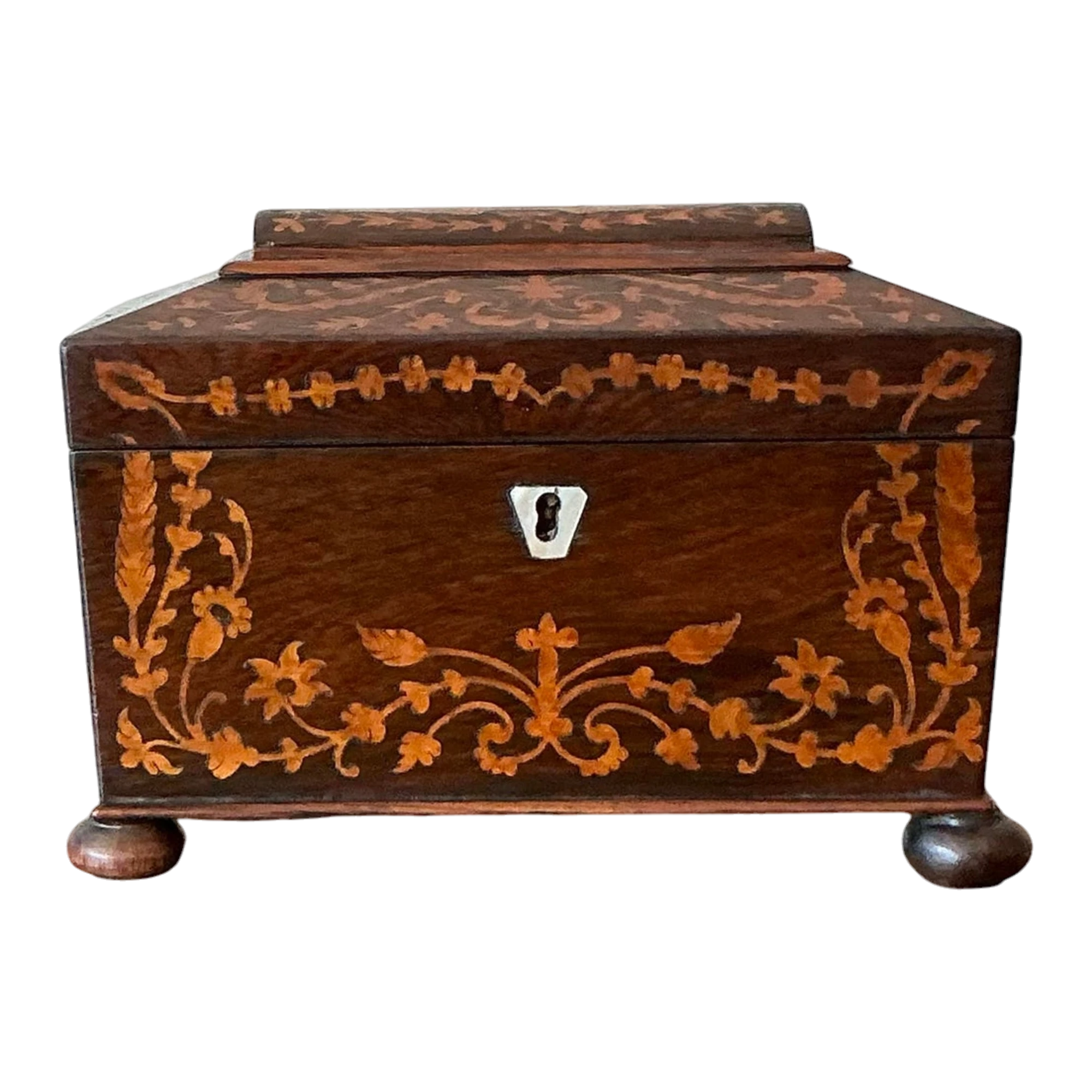Vintage Boho 19th Century Marquetry Box - Wood, 8.5W x 6H