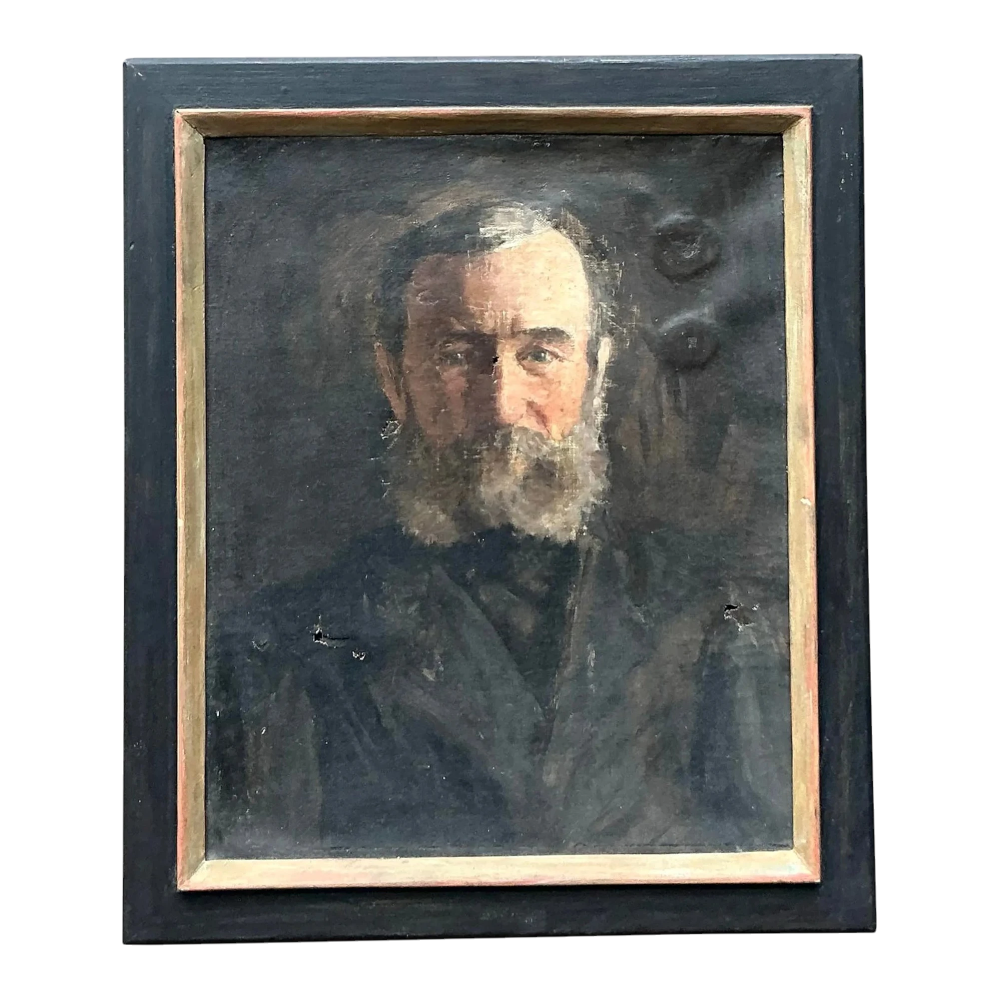 Vintage Boho 19th Century Original Oil Portrait of Man — additional photo 1