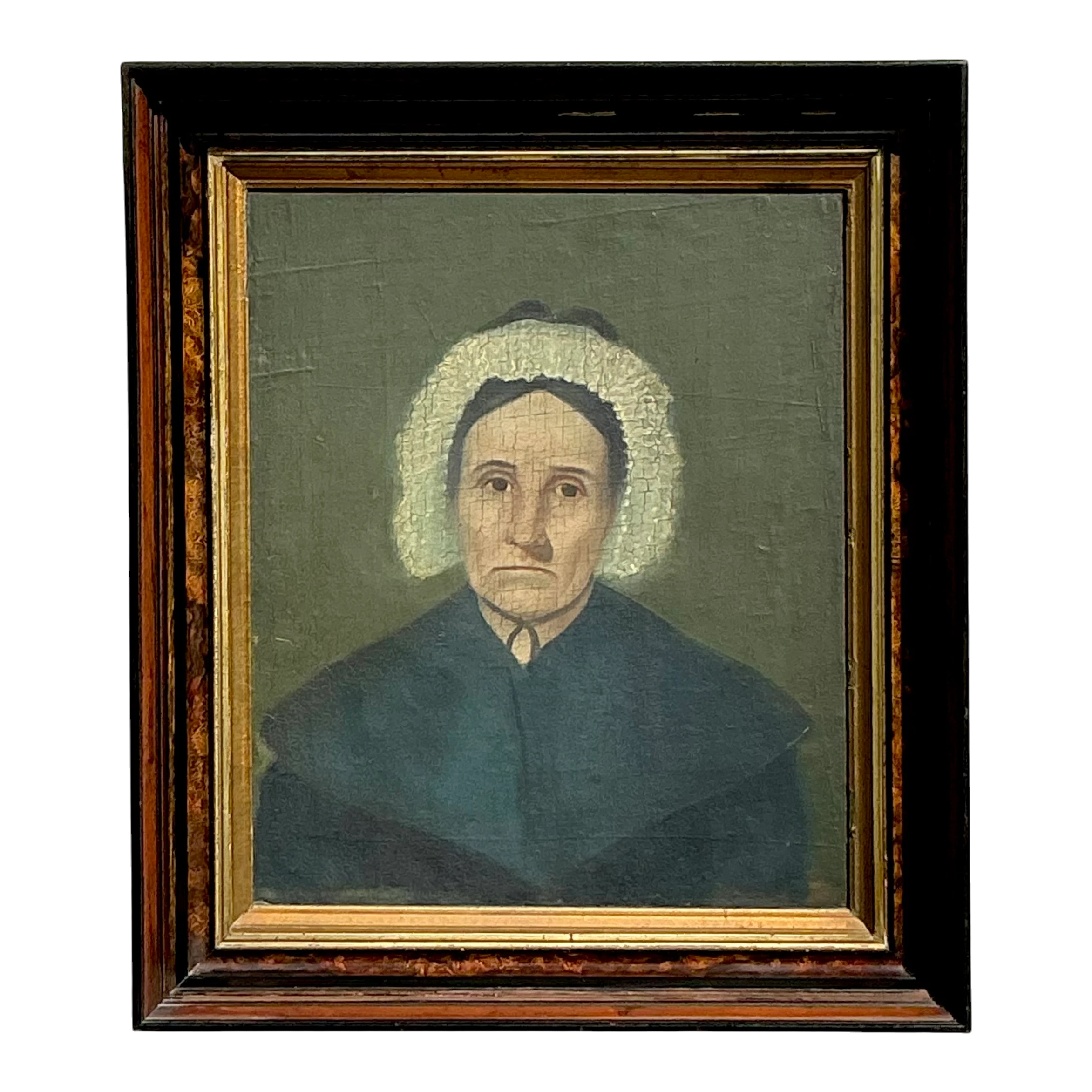 Vintage Boho 19th Century Original Oil Portrait of Woman
