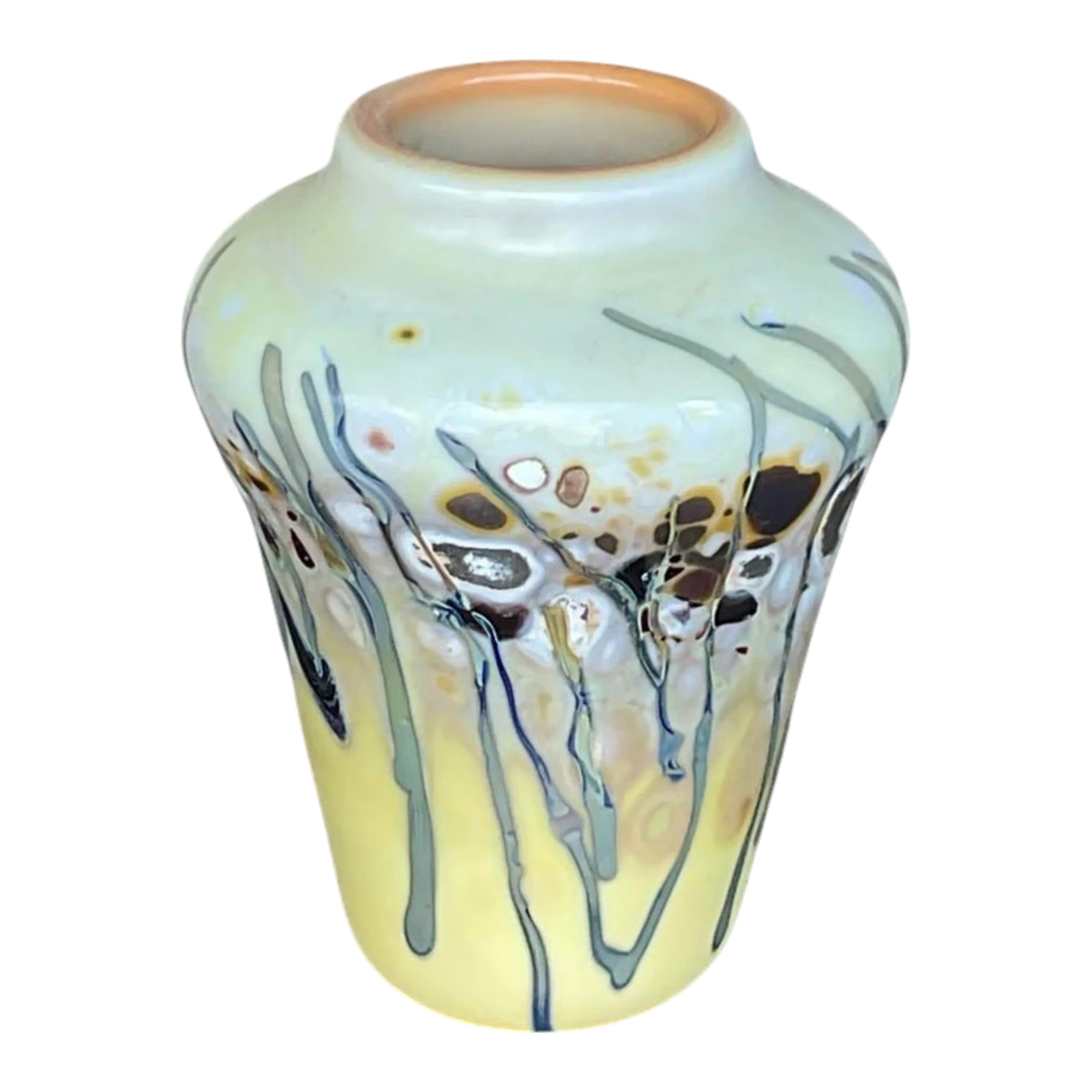 Vintage Boho Abstract Art Glass Vase