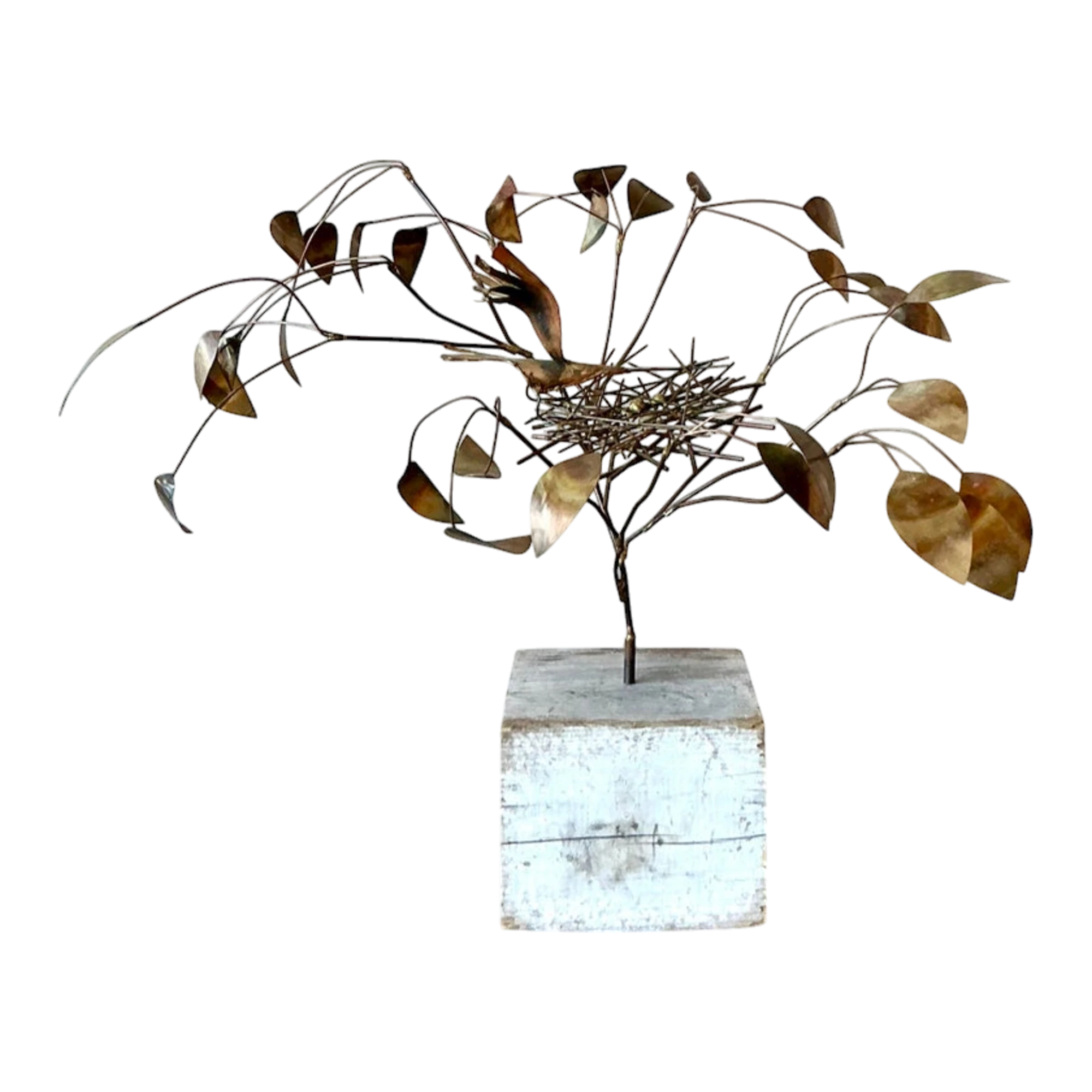 Vintage Boho Abstract Brass Tree Sculpture After Jere