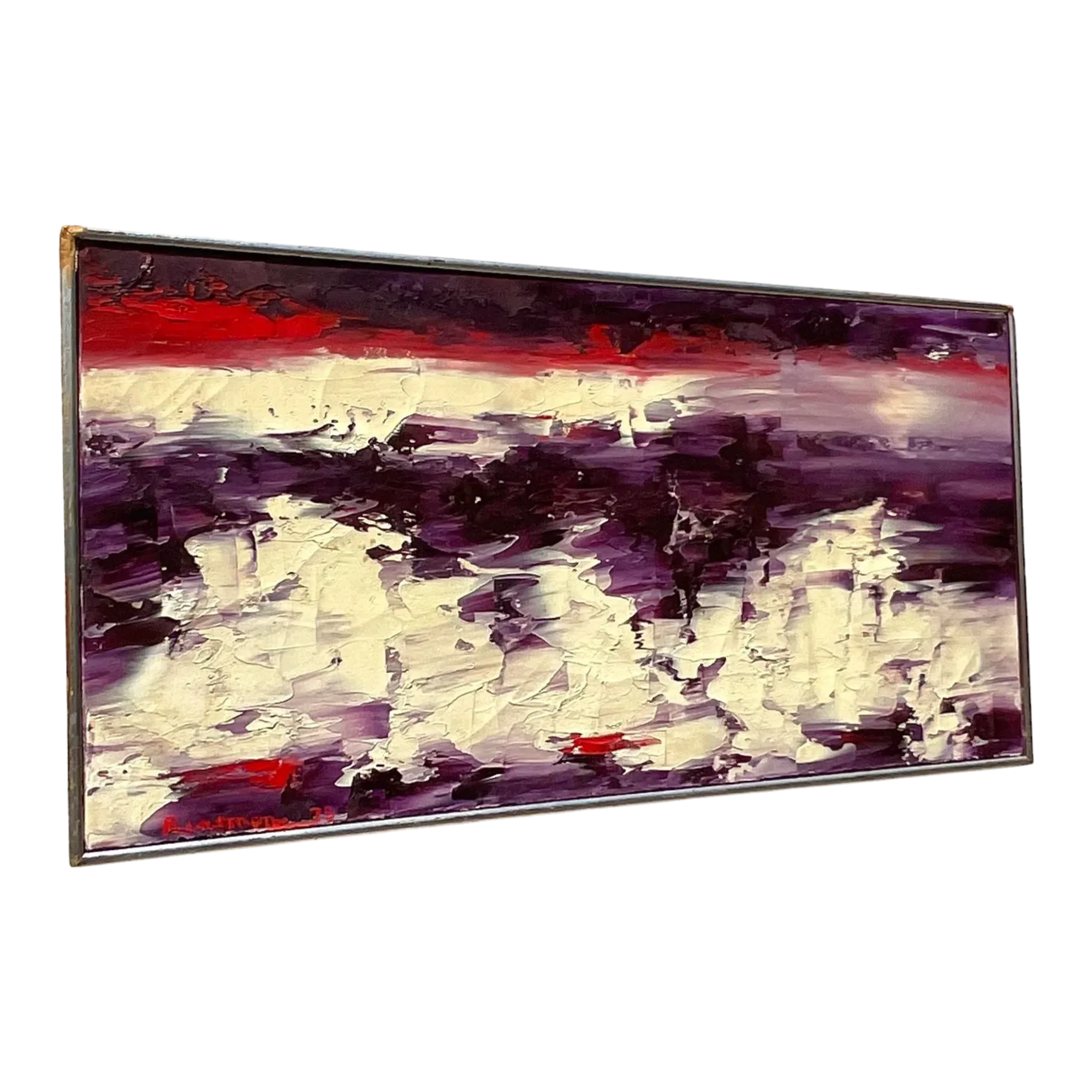 Vintage Boho Abstract Original Oil on Canvas - Canvas, 31W x 15.75H