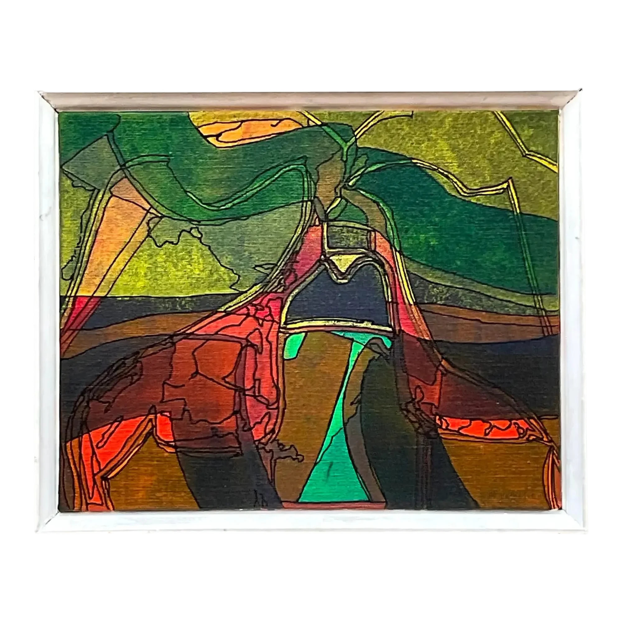 Vintage Boho Abstract Original Oil on Canvas Painting