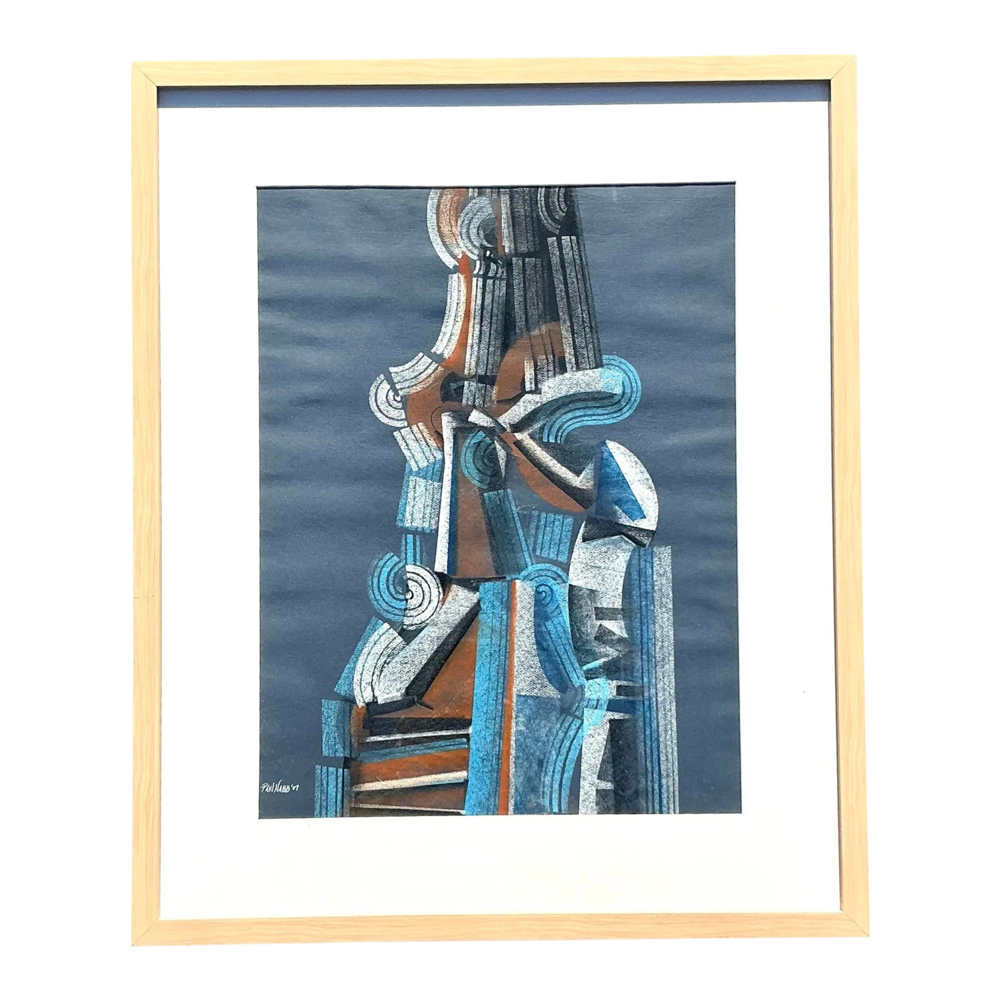 Vintage Boho Abstract Pastel on Paper