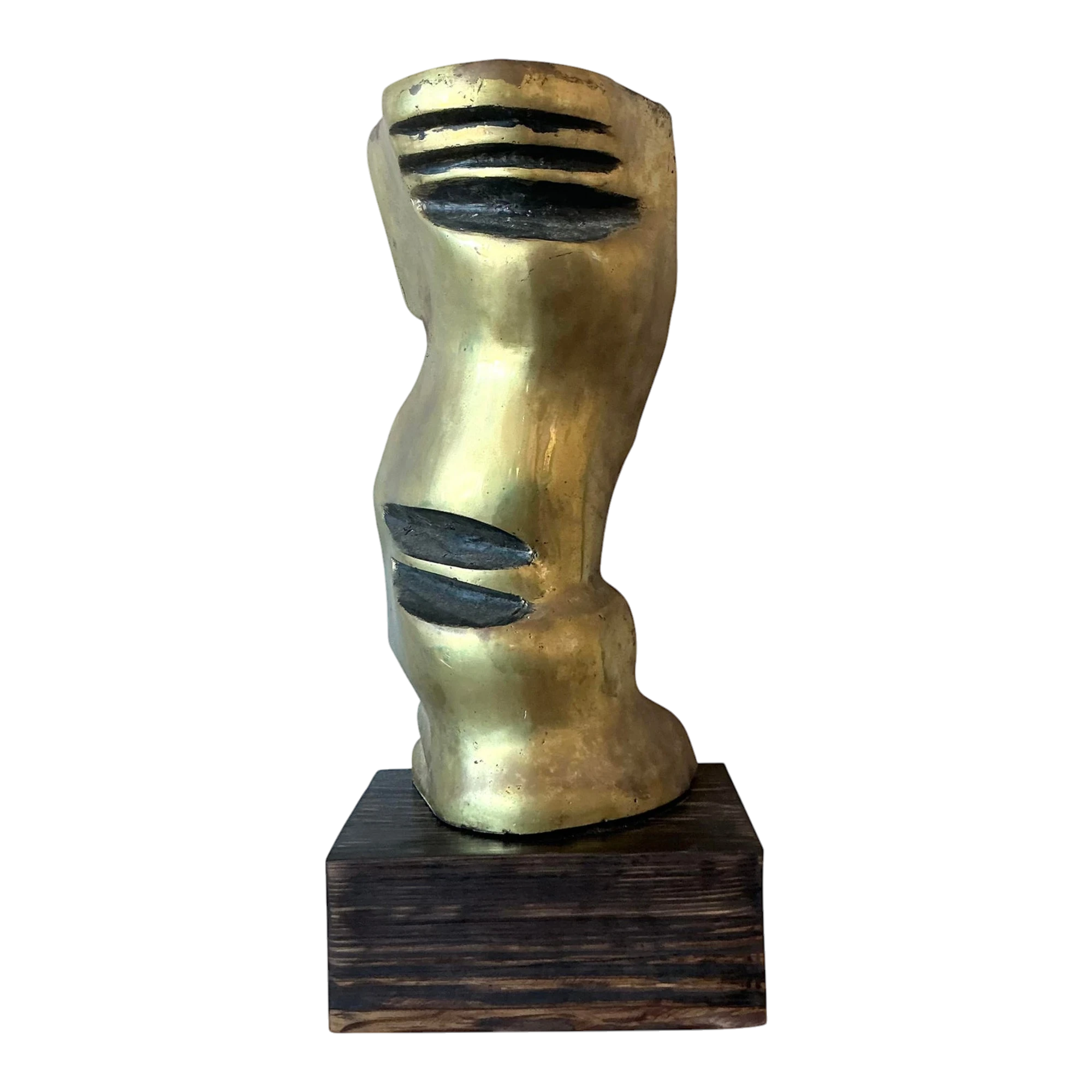 Vintage Boho Abstract Polished Bronze Sculpture