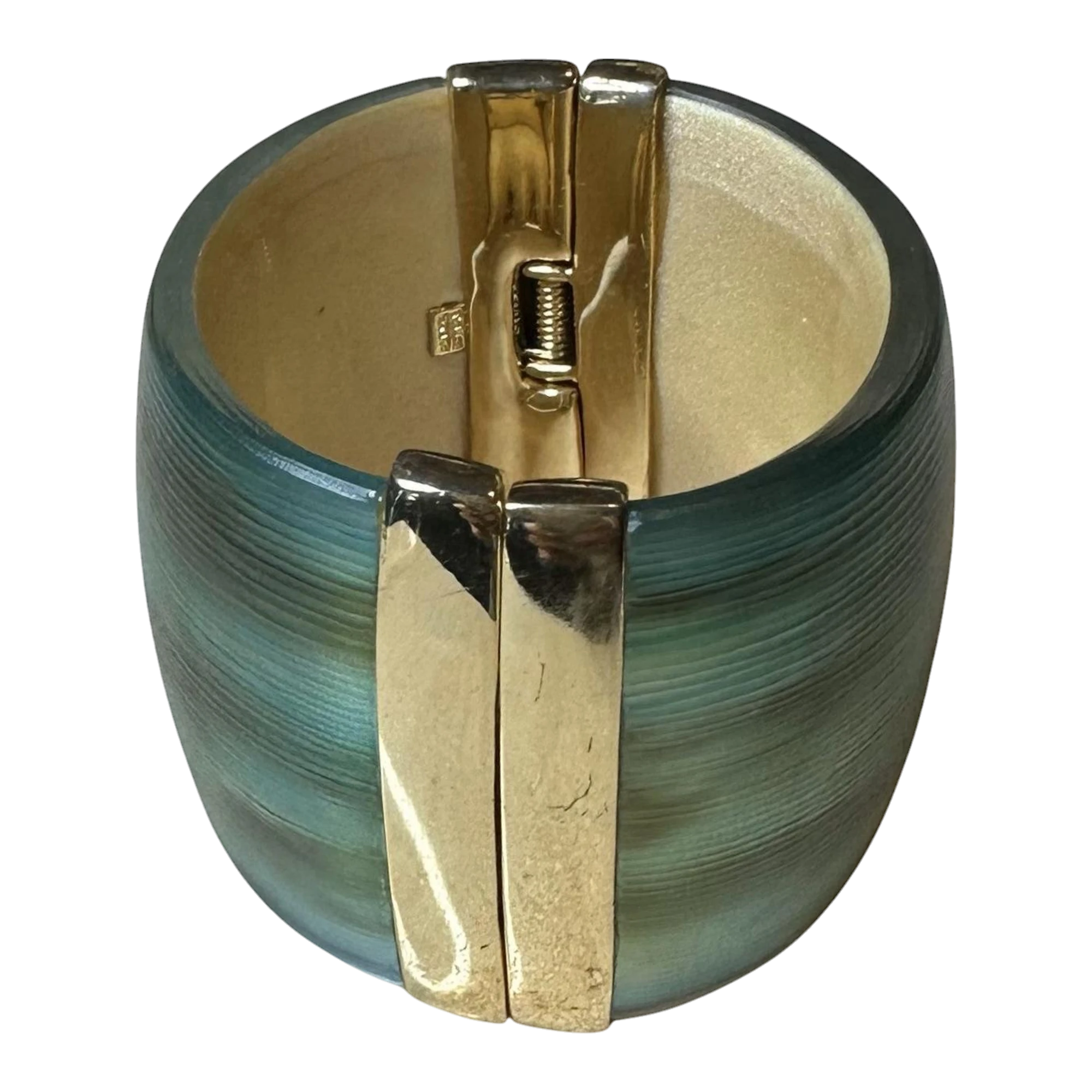 Vintage Boho Alexis Bittar Gold & Blue Cuff