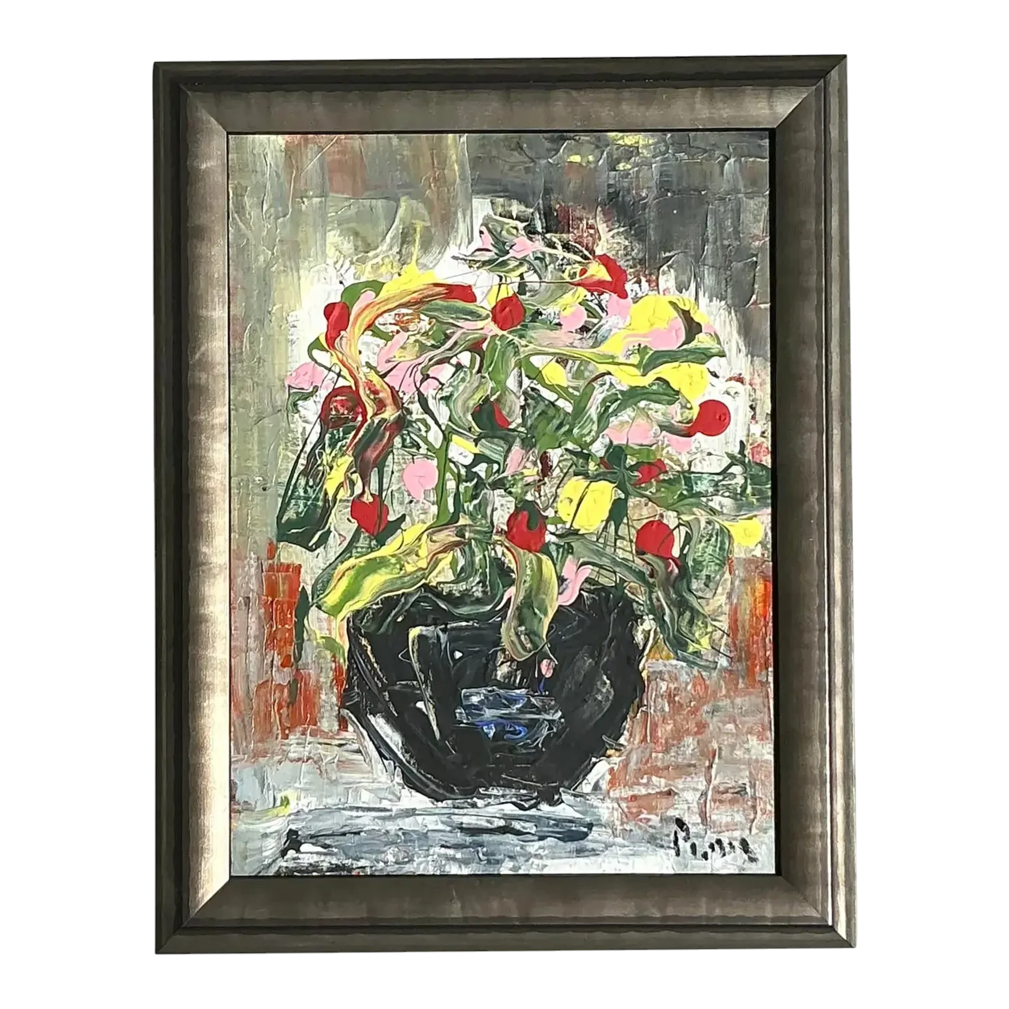 Vintage Boho Andrew Plum Abstract Floral Original Painting