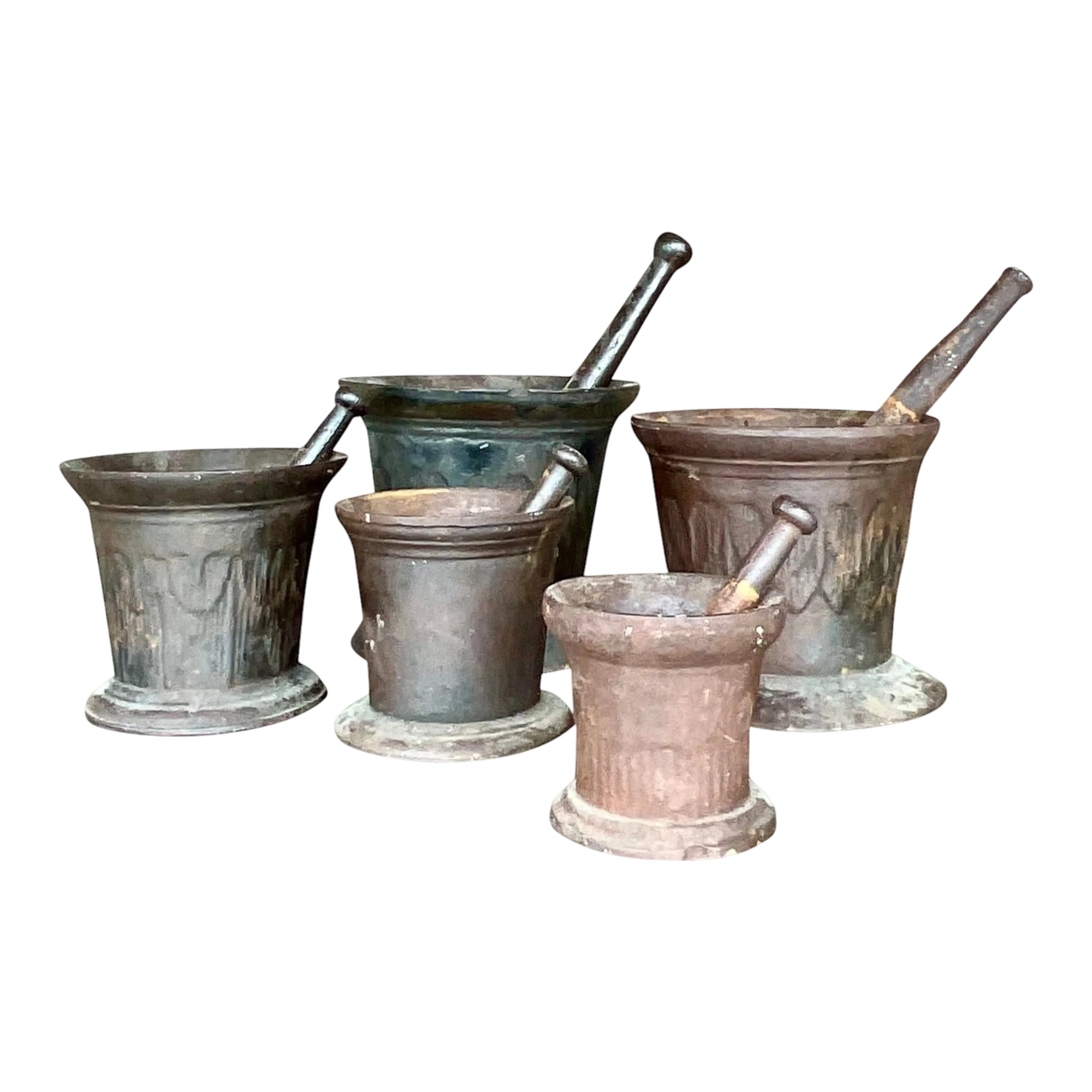 Vintage Boho Apothecary Wrought Iron Mortar and Pestle - Set of 5 — additional photo 1