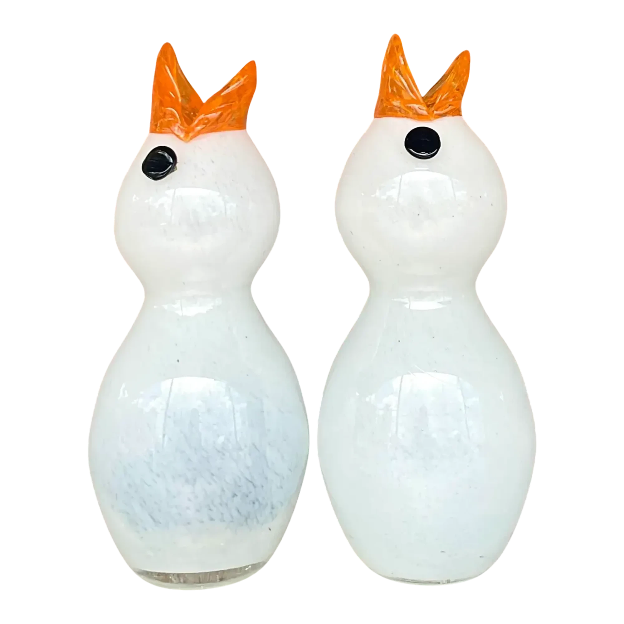Vintage Boho Art Glass Bird Vases - a Pair