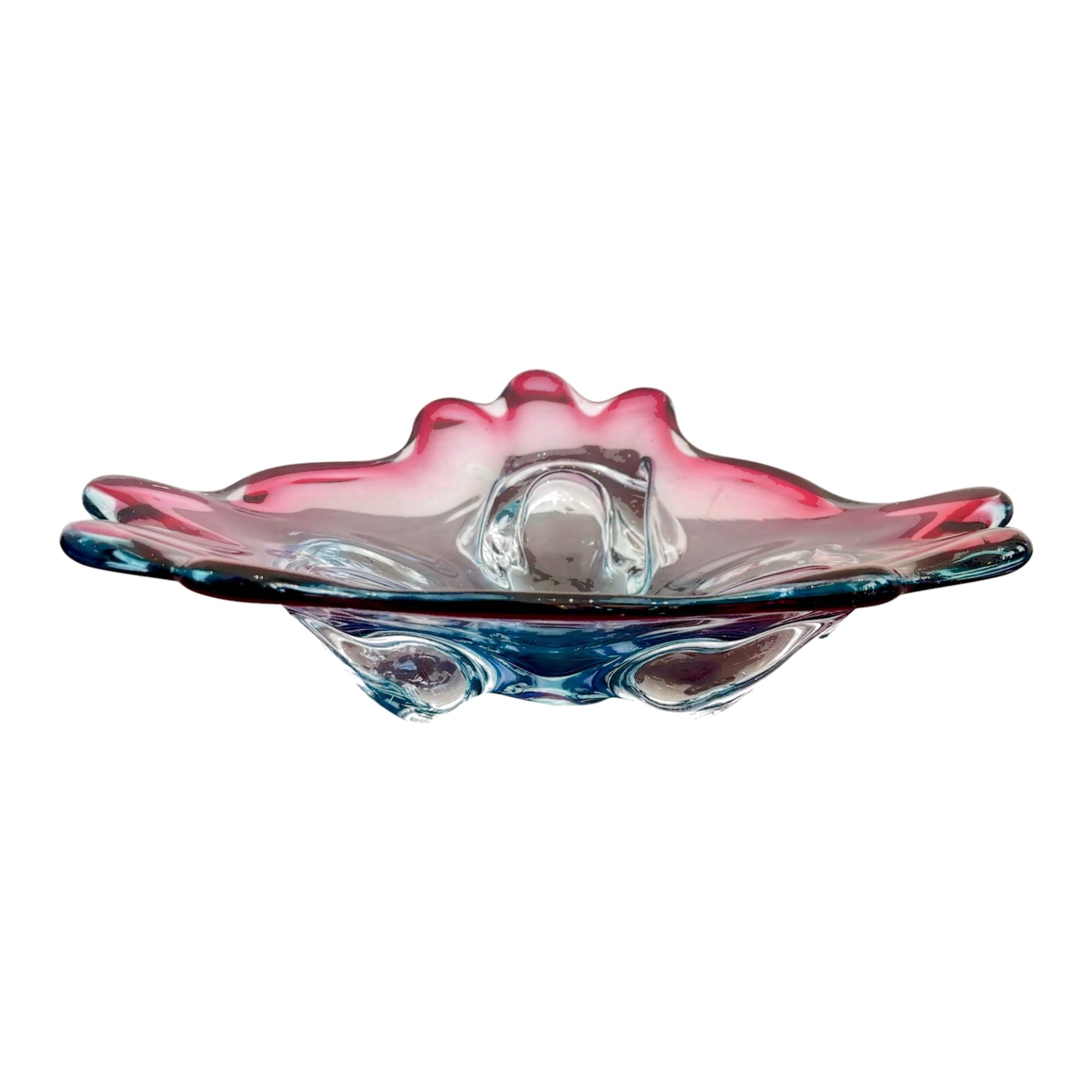 Vintage Boho Art Glass Dish After Murano