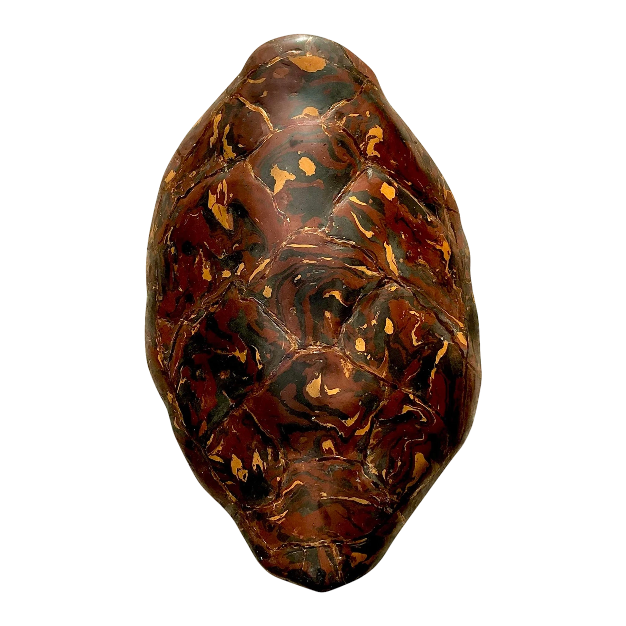 Vintage Boho Artisanal Pigmented Plaster Scagliola Turtle Shell