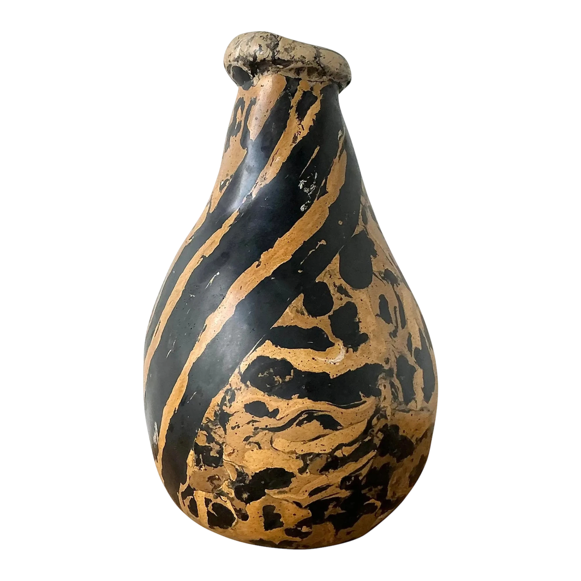 Vintage Boho Artisanal Pigmented Plaster Scagliola Vase